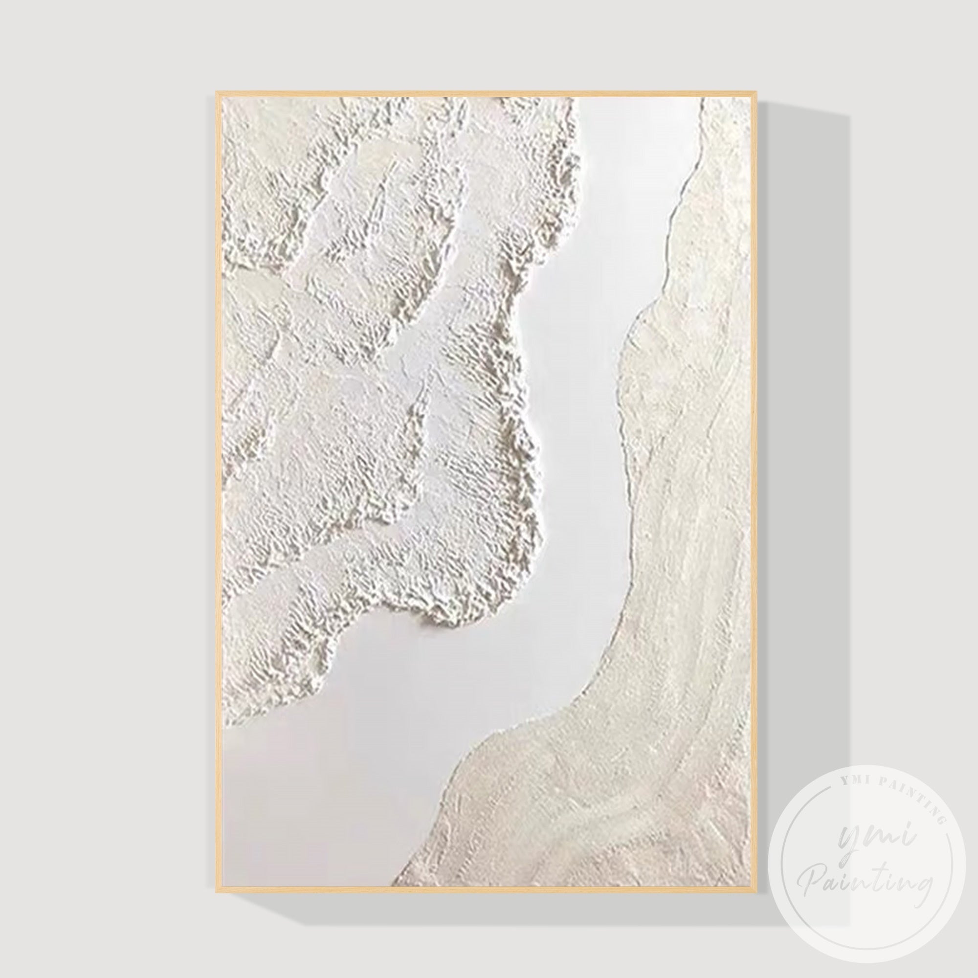 Soft plaster wave abstract wall decor in neutral cream beige palette