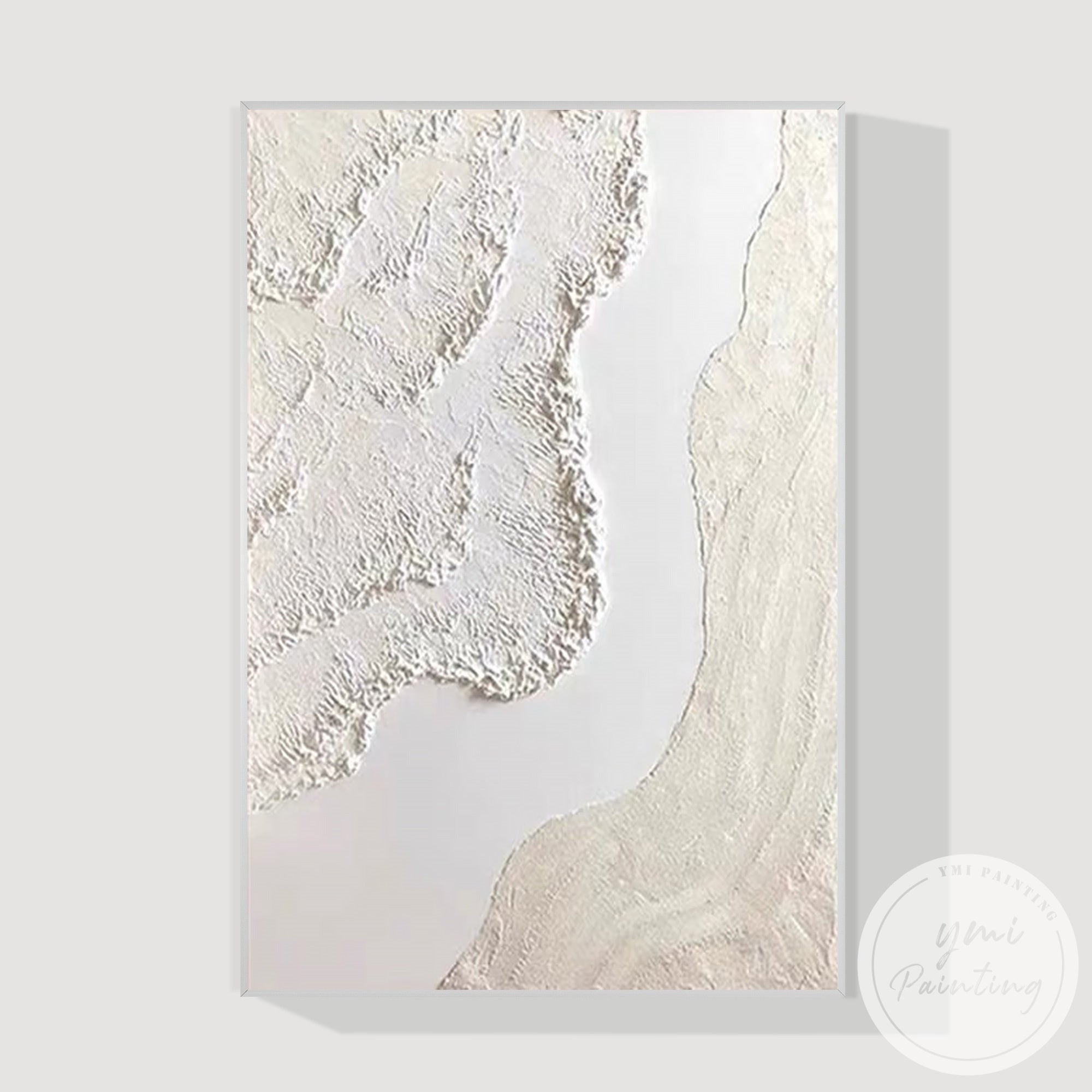 Soft plaster wave abstract wall decor in neutral cream beige palette