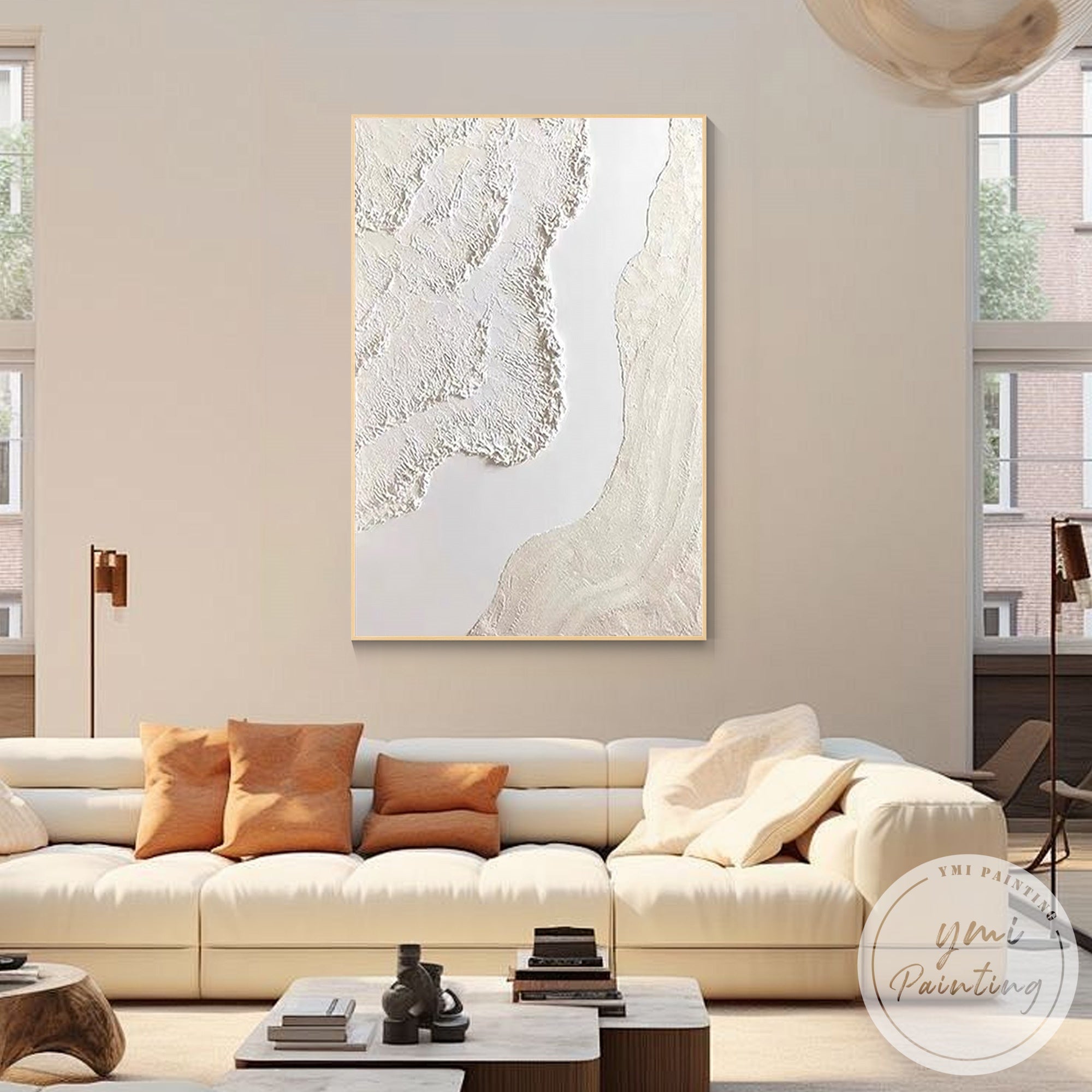Modern minimalist wall art with 3D textured plaster effect design