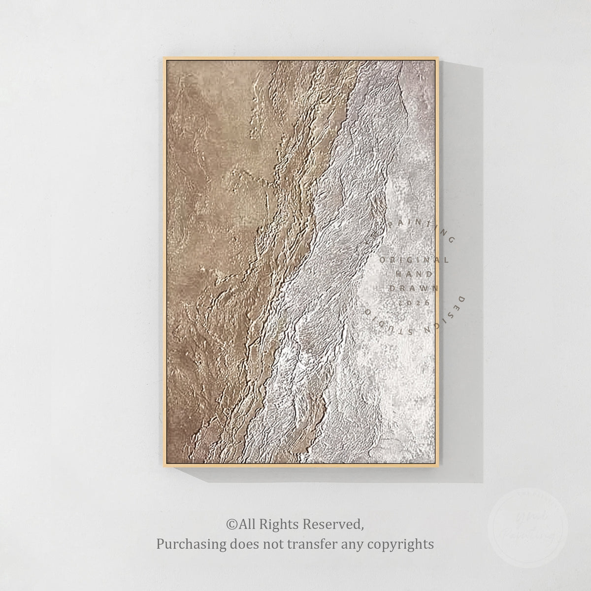 Cream and ivory abstract wall art, full view