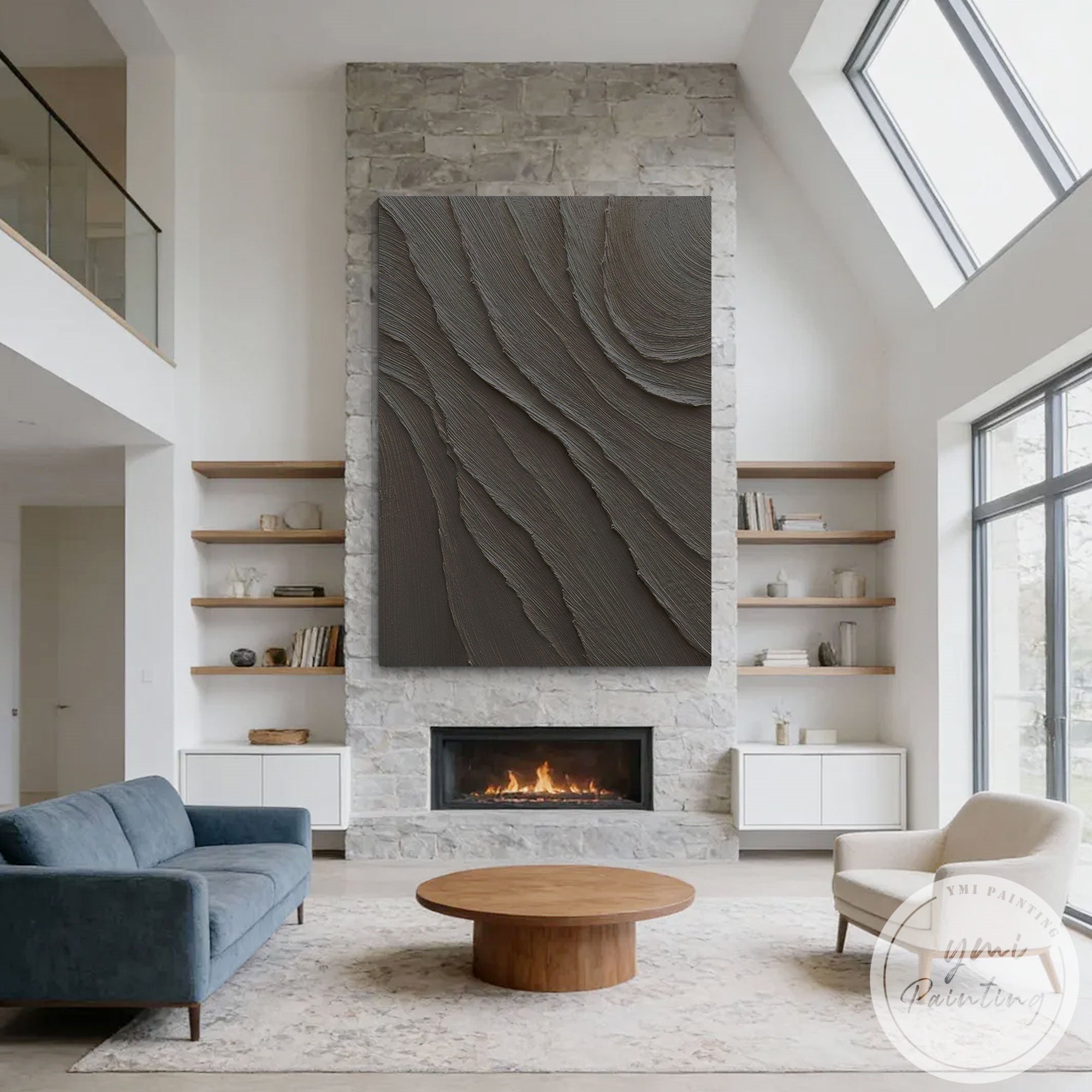 Black textured canvas artwork for modern living room decor