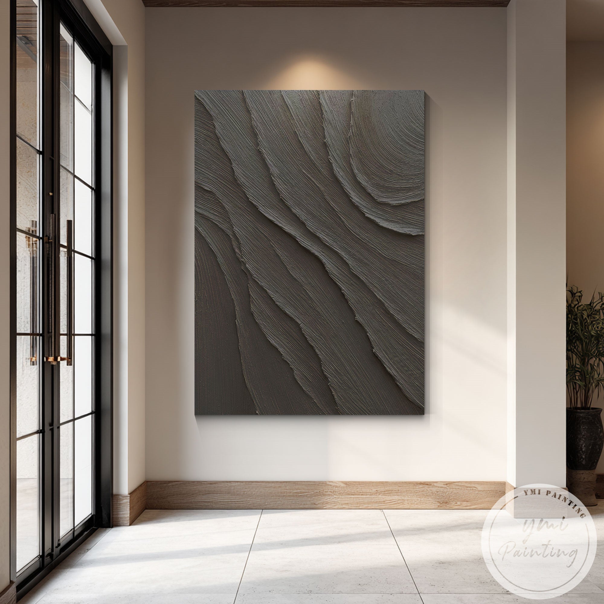 Sculptural minimalist black wall art for home interior styling