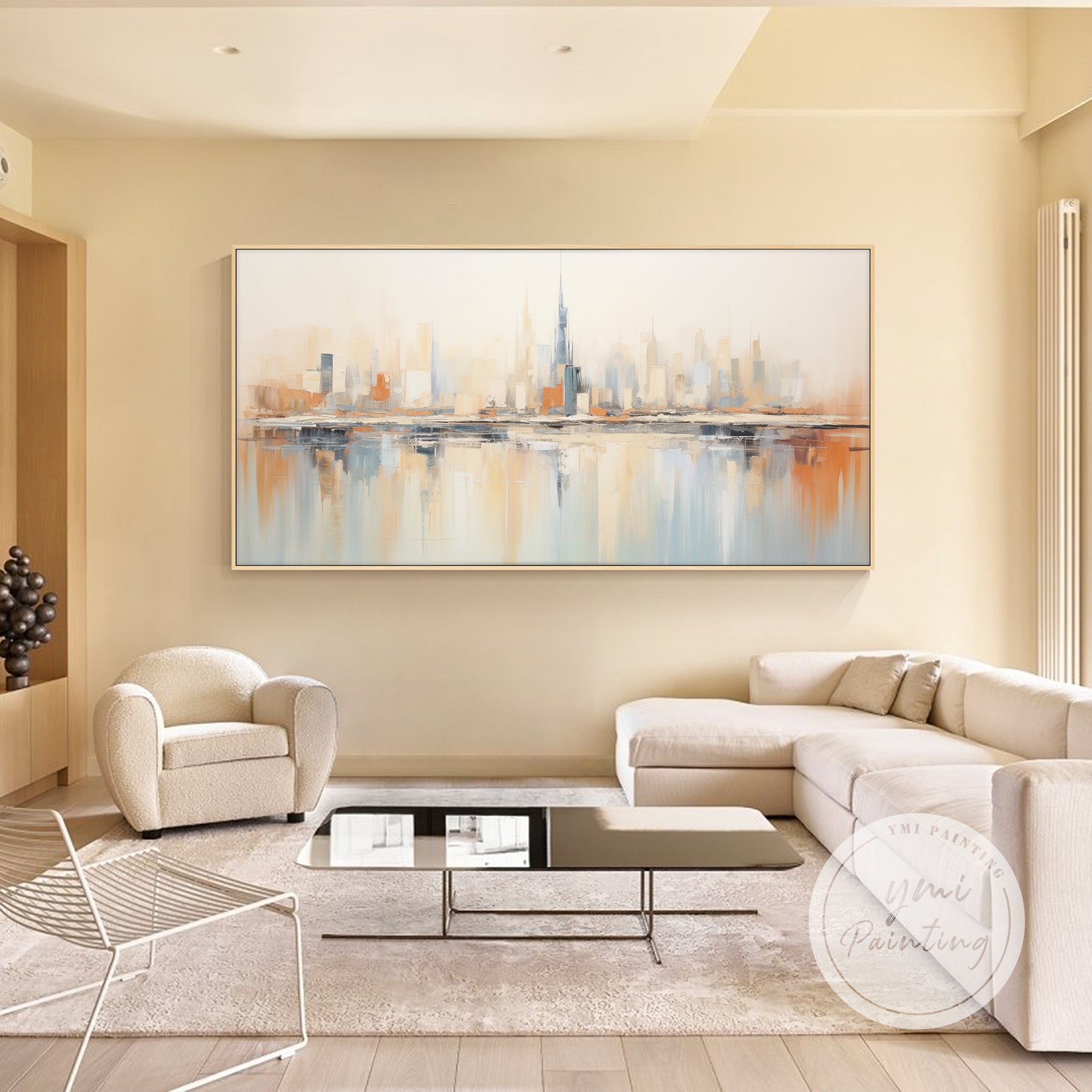 Dubai skyline abstract painting for contemporary office wall decor