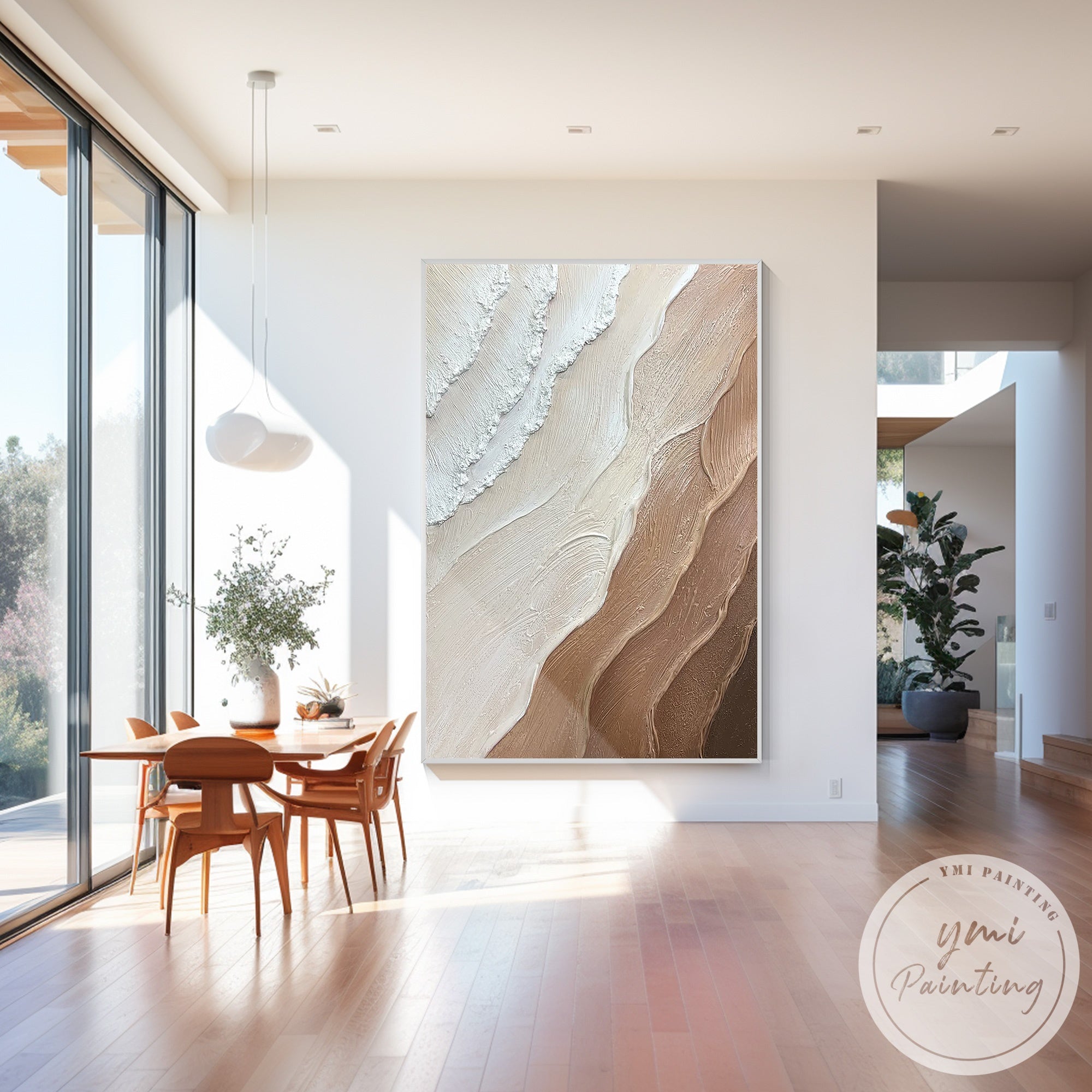 Handcrafted textured ocean wave artwork for modern home interior