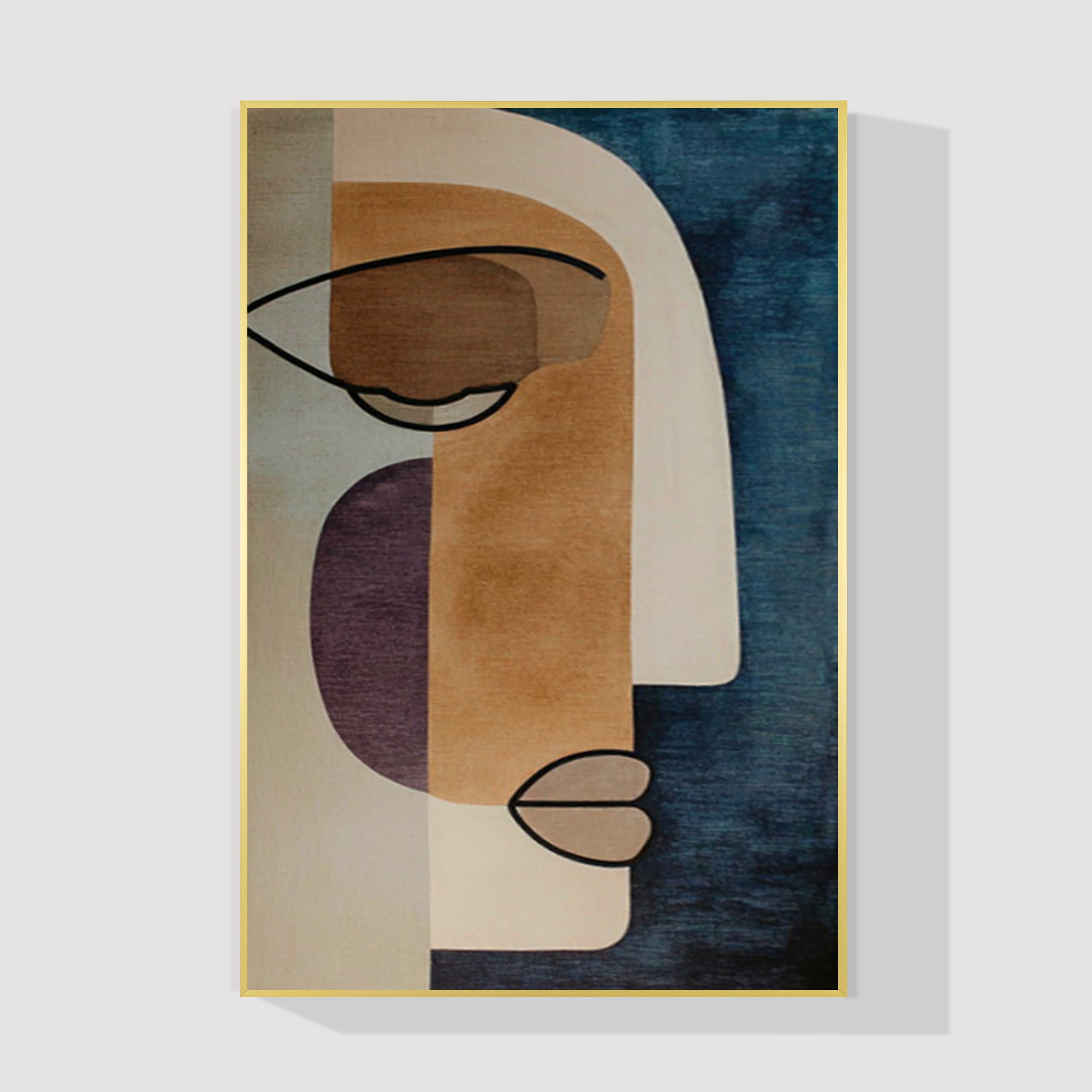 Oversized geometric abstract face canvas wall art minimalist portrait