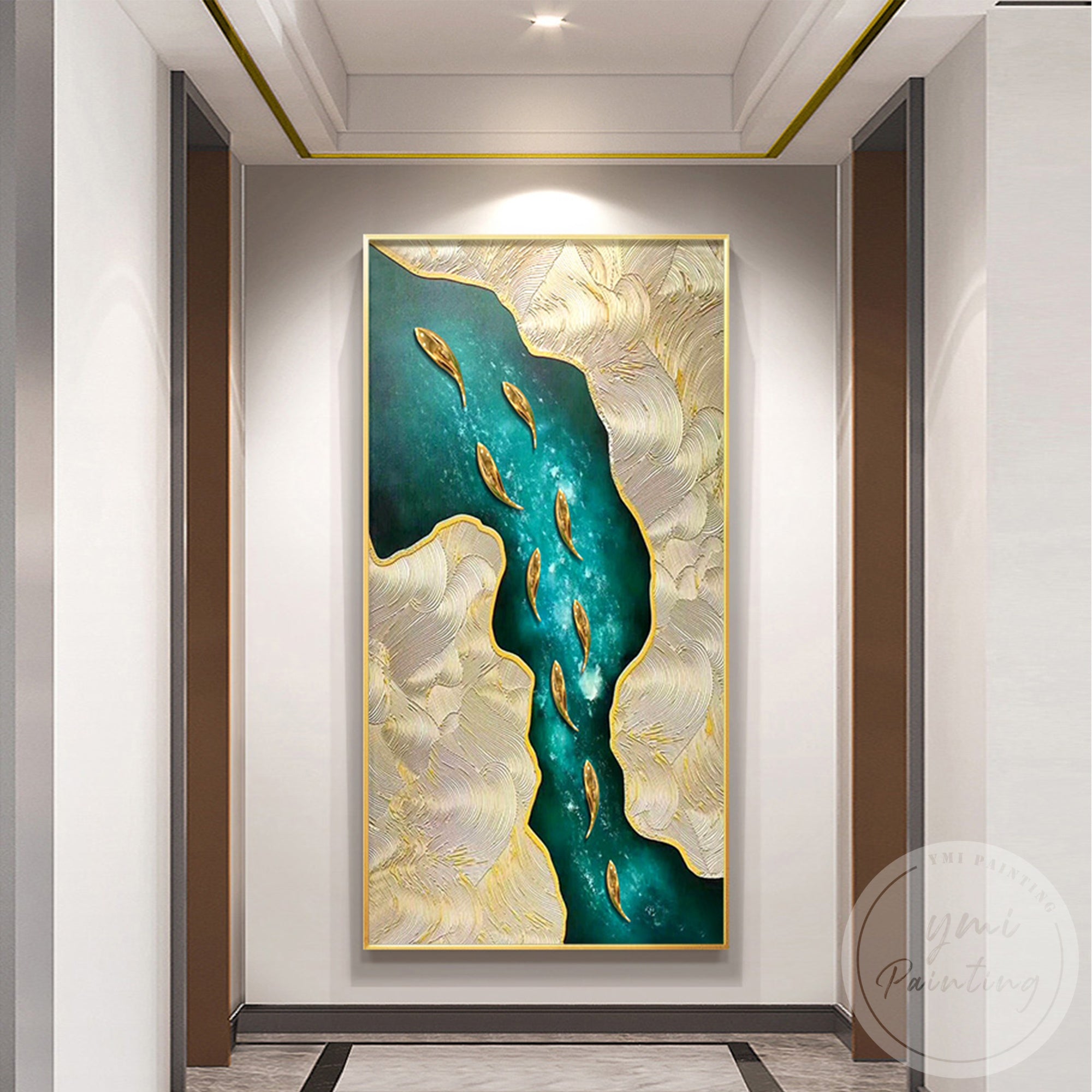 Hand painted fish canvas for living room luxury decor