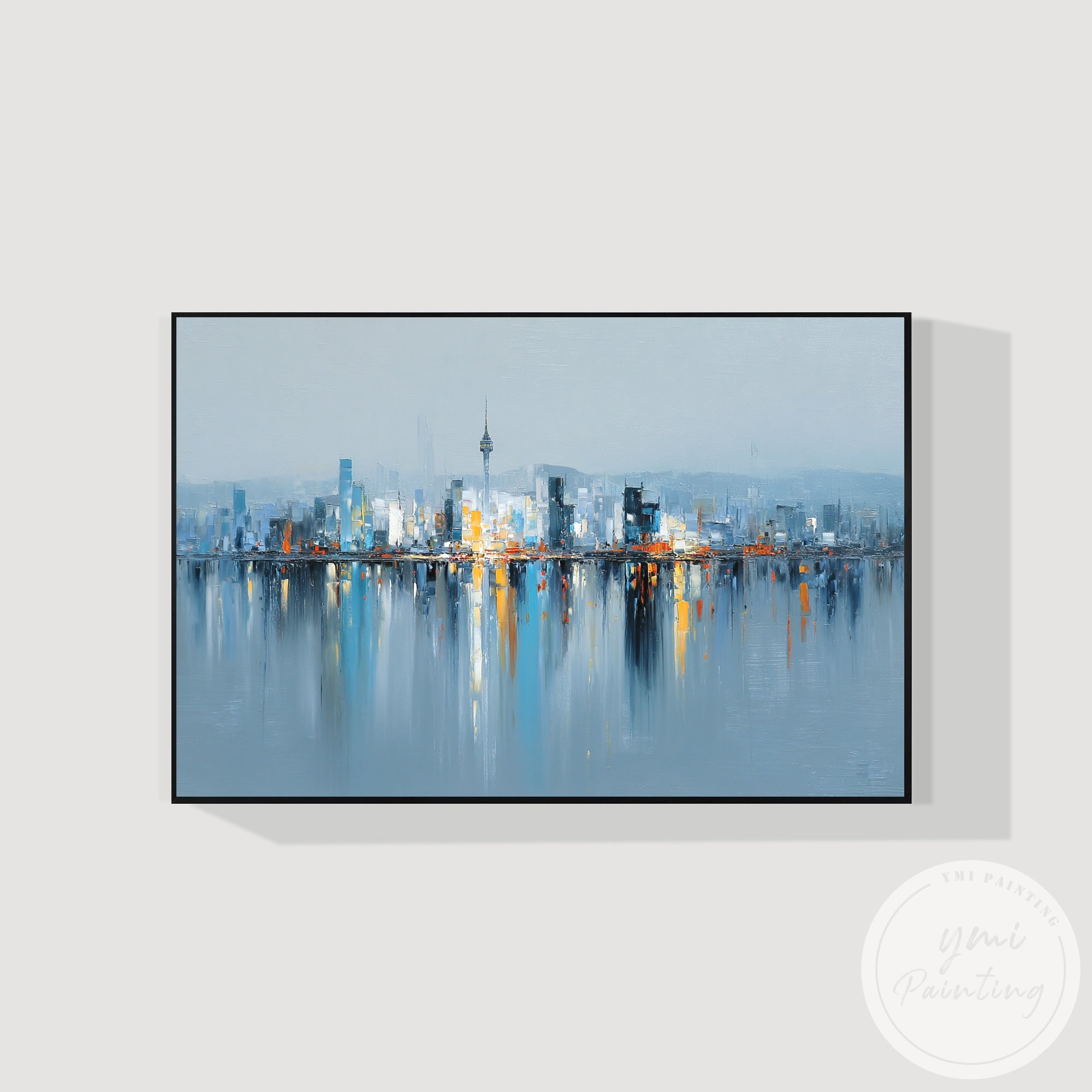 Horizontal urban skyline painting modern home decoration art