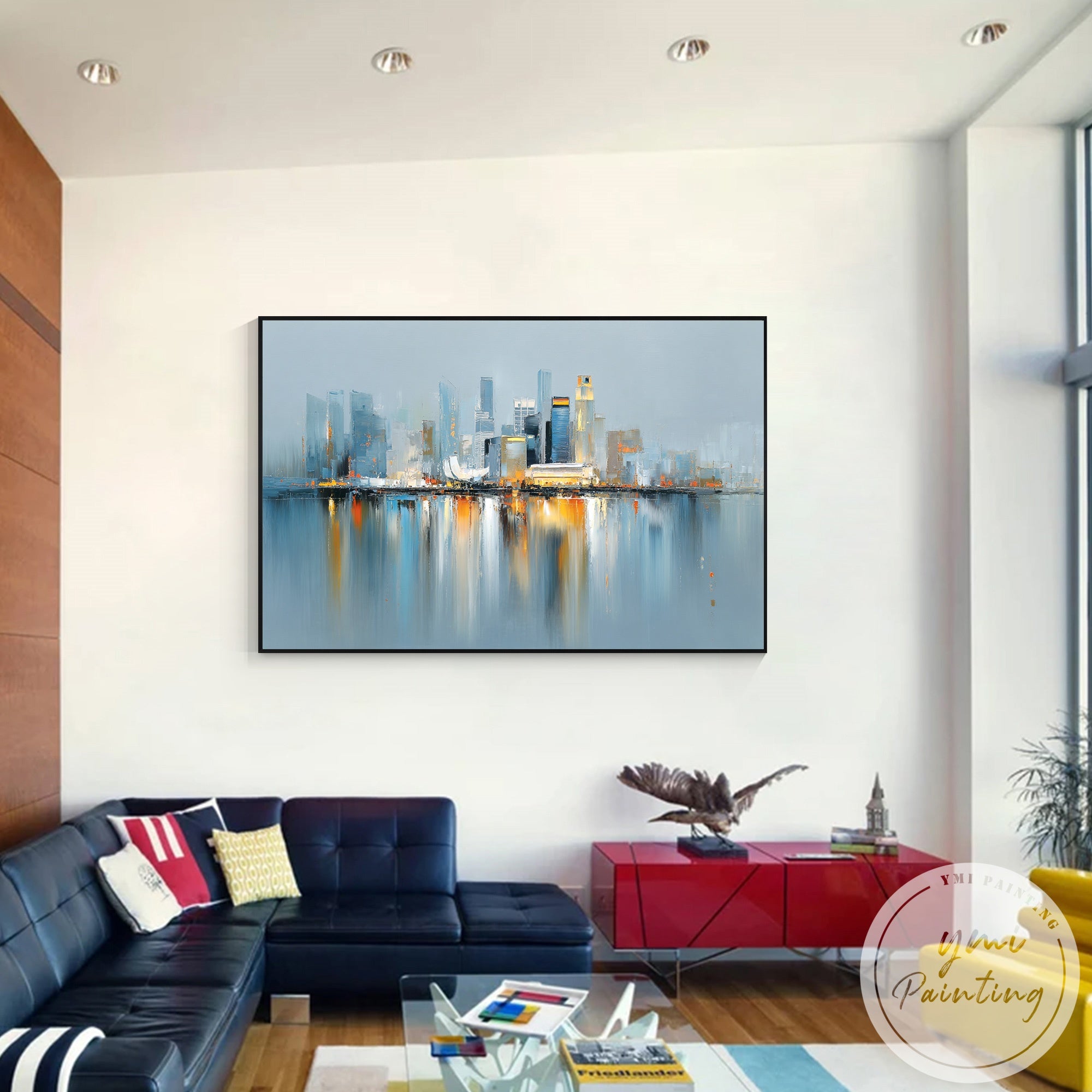 Contemporary abstract skyline canvas Singapore city design