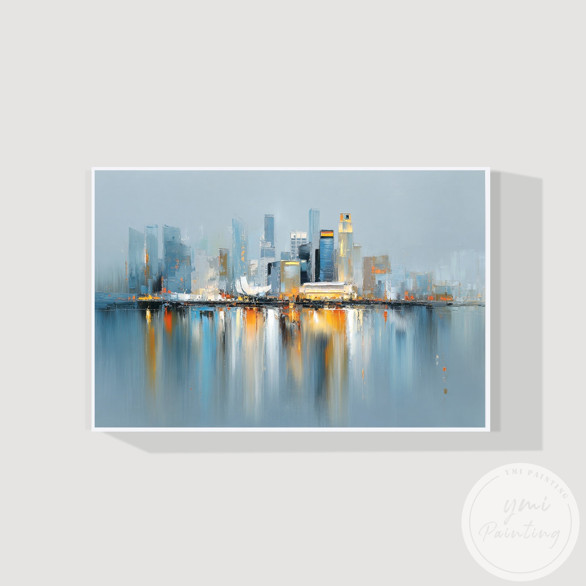 Oversized Singapore skyline painting modern wall decoration