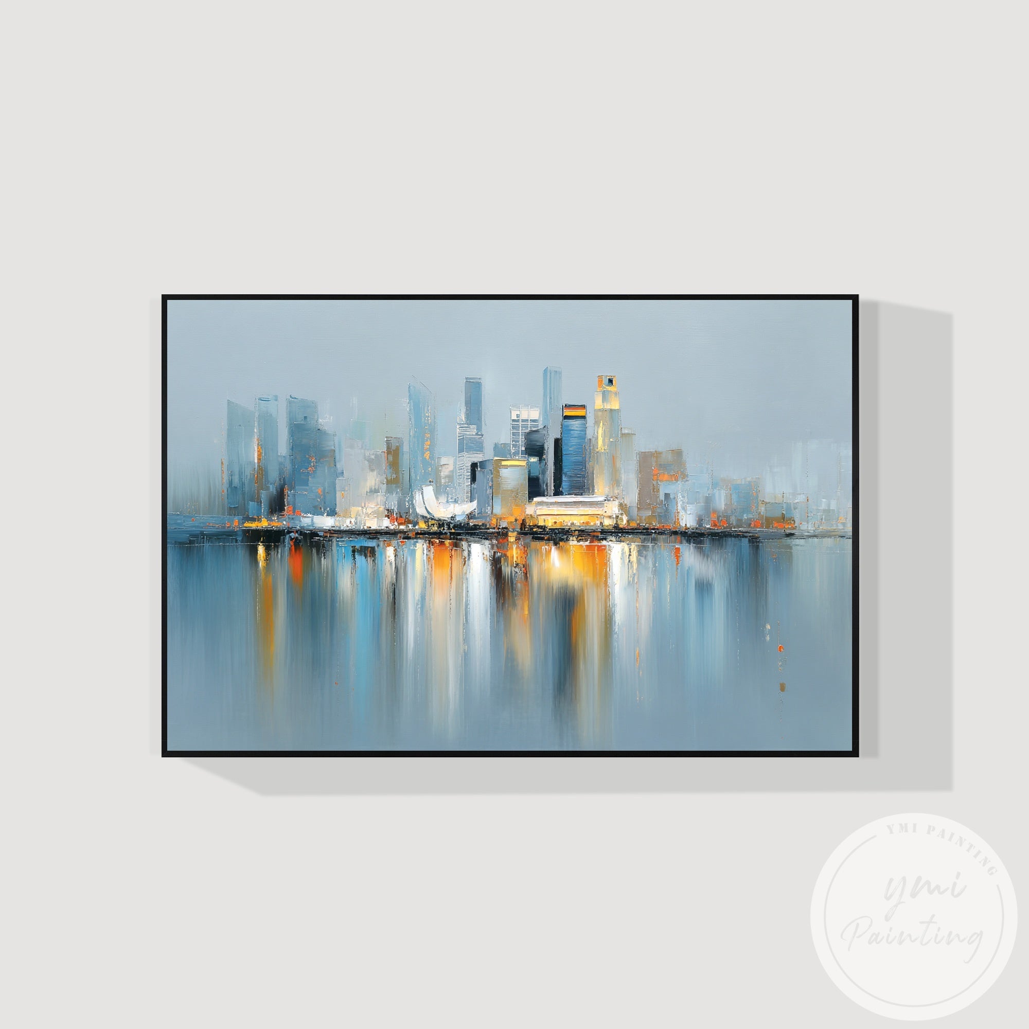 Urban reflection cityscape artwork Singapore abstract style