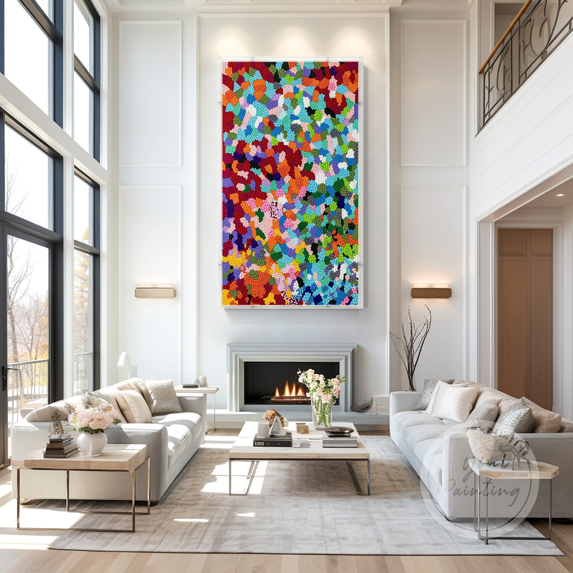 Handcrafted Colorful Pom-Pom Wall Art