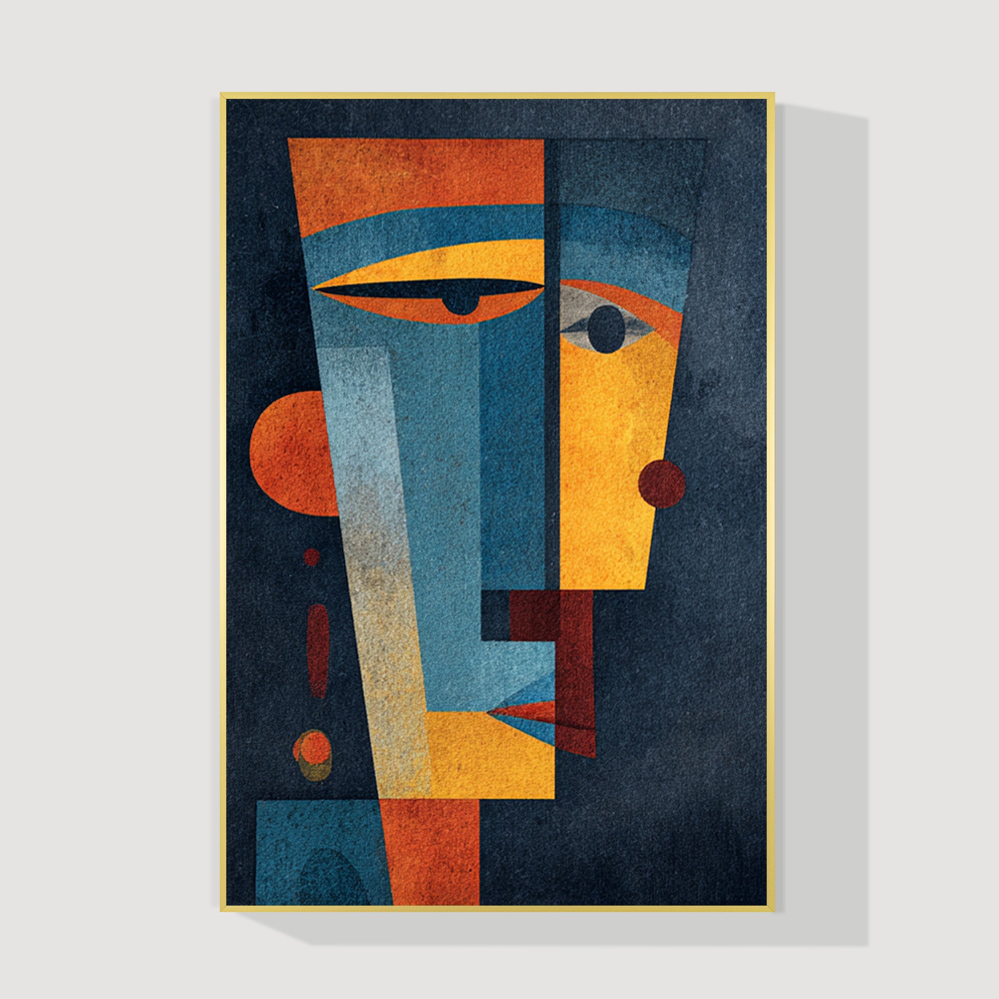 Geometric abstract face wall art cubist Bauhaus style canvas