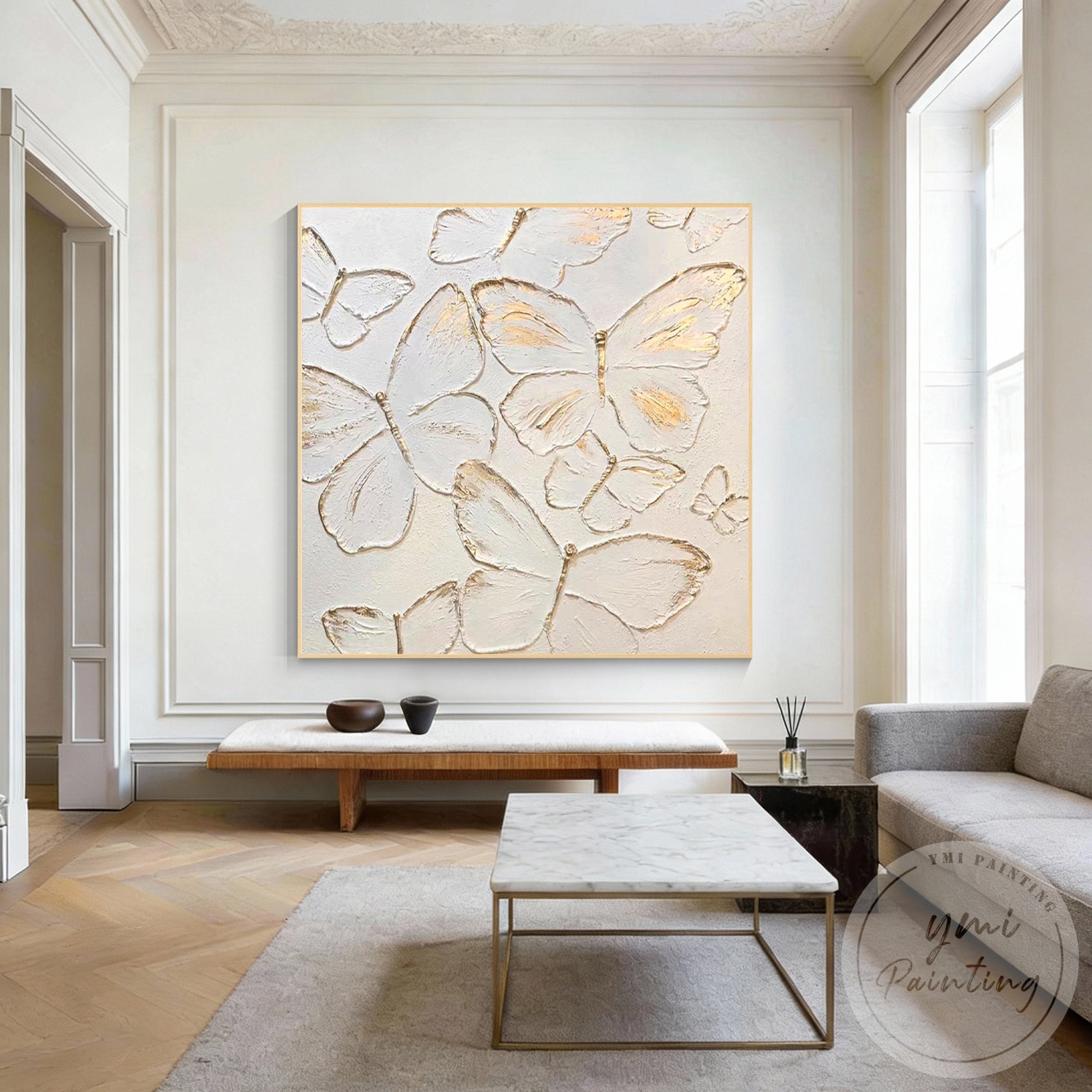 3D gold butterfly wall art for modern living room decor