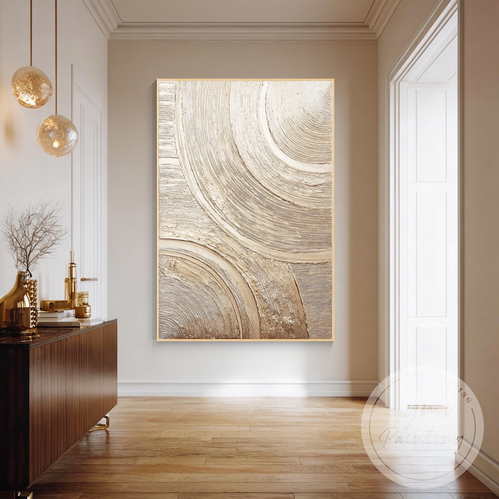 Contemporary gold textured abstract wall sculpture painting