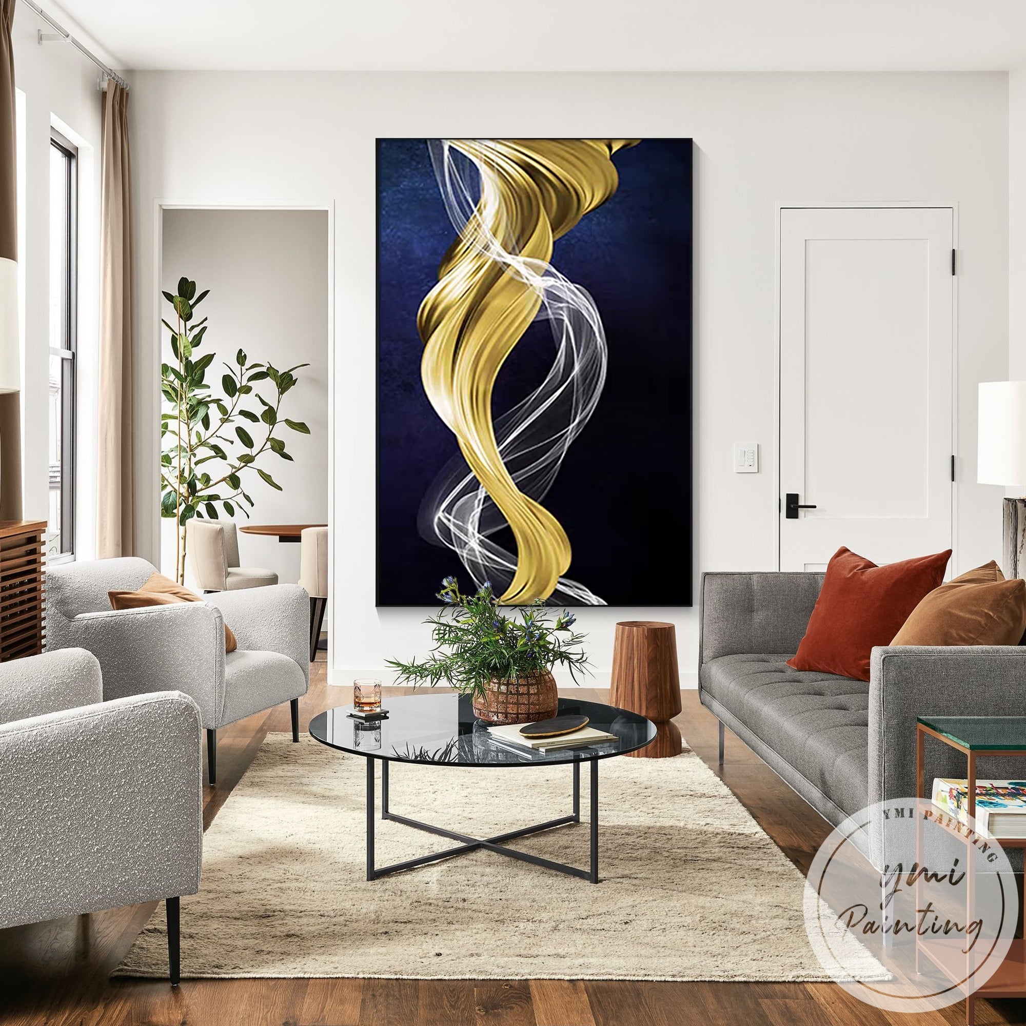 Extra large original canvas painting for stylish interior decoration