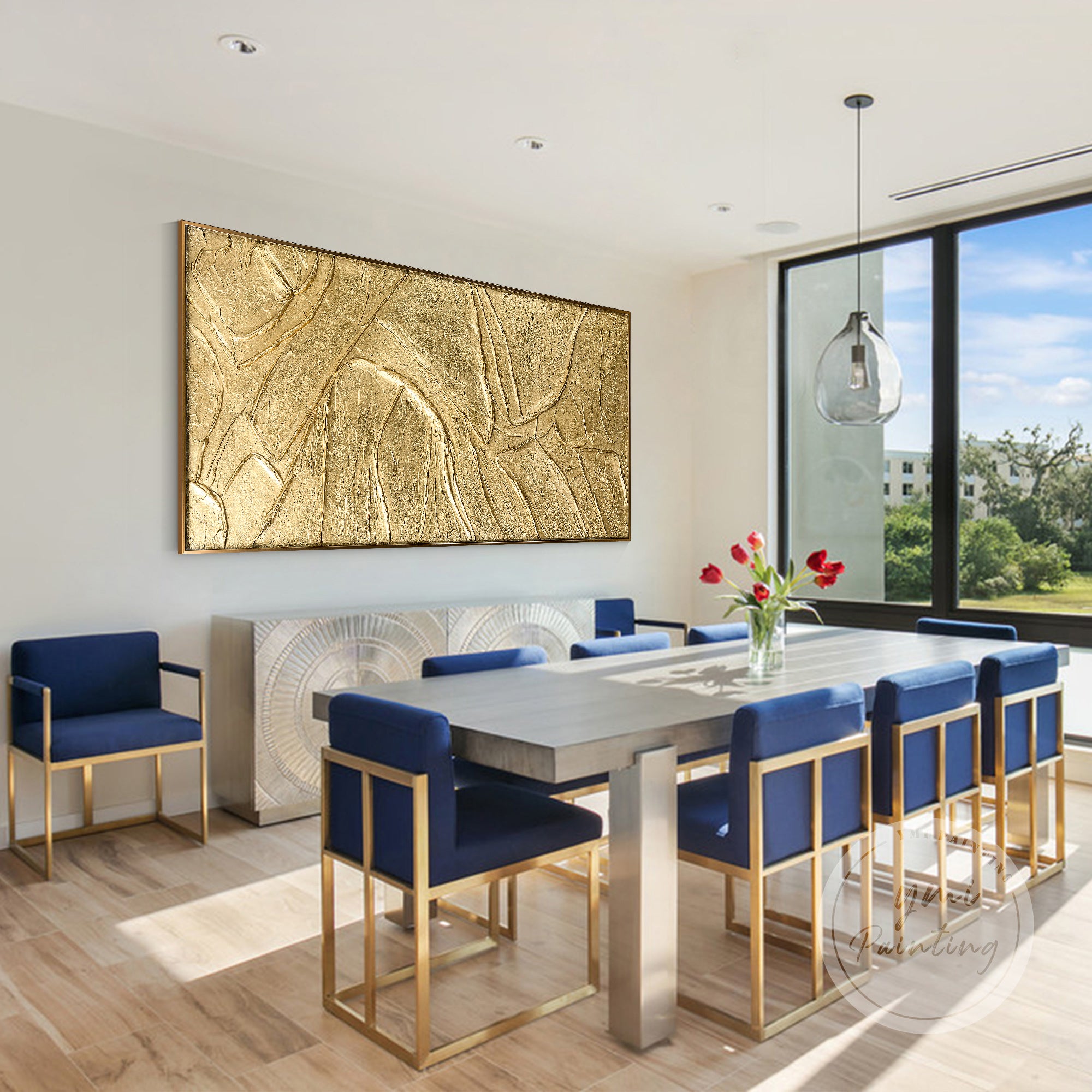 Gold textured canvas wall art