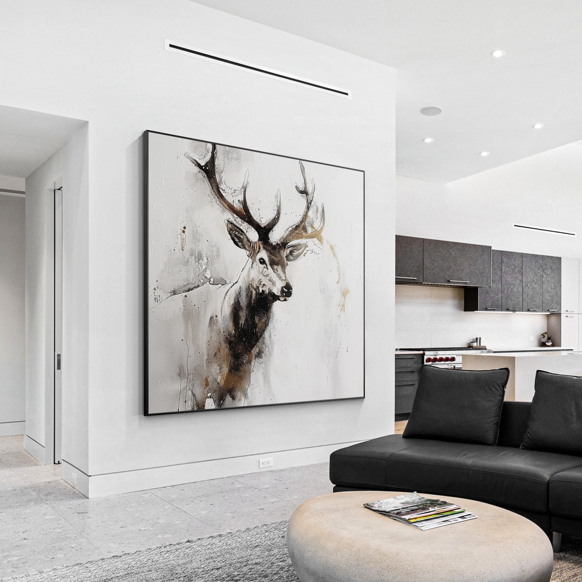 Graceful hand-painted deer with textured surface and earthy tones, symbolizing calmness and quiet strength.