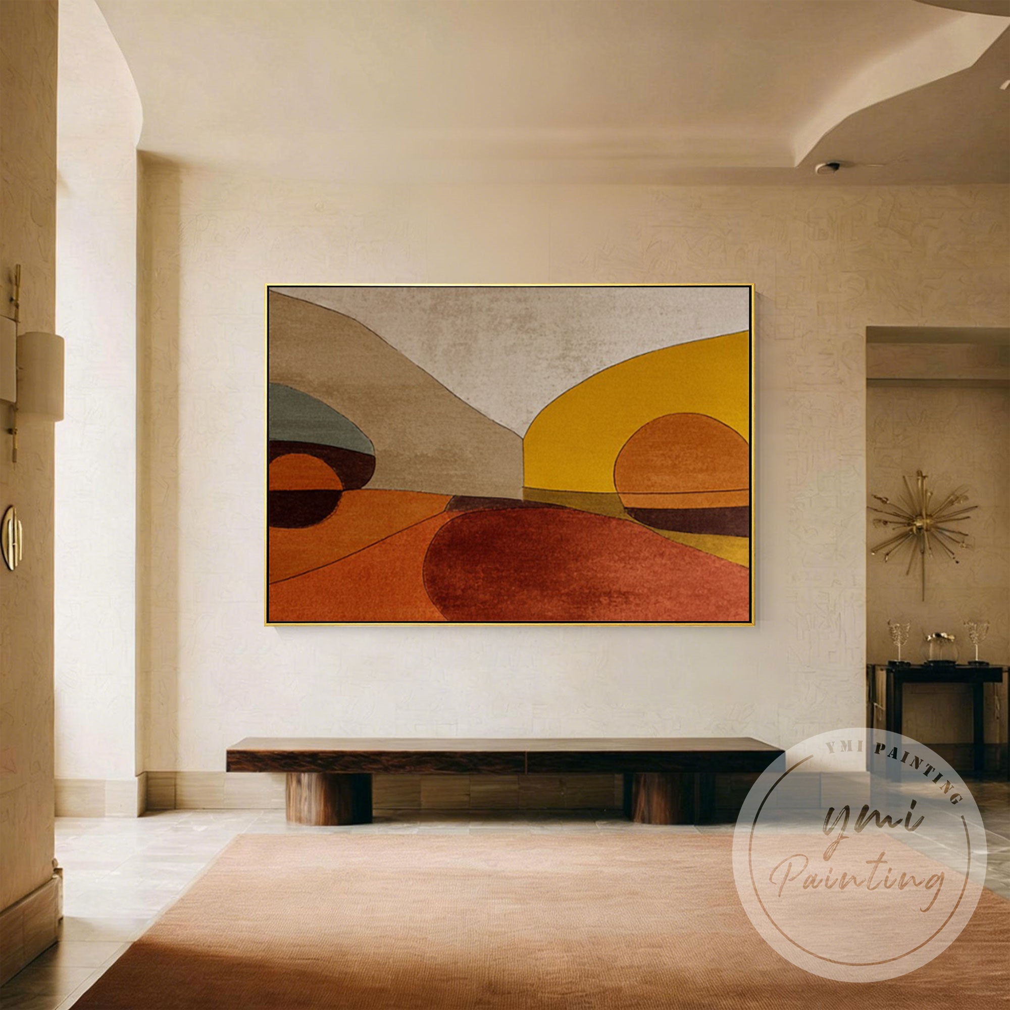 Hand painted boho desert sunset abstract wall decor