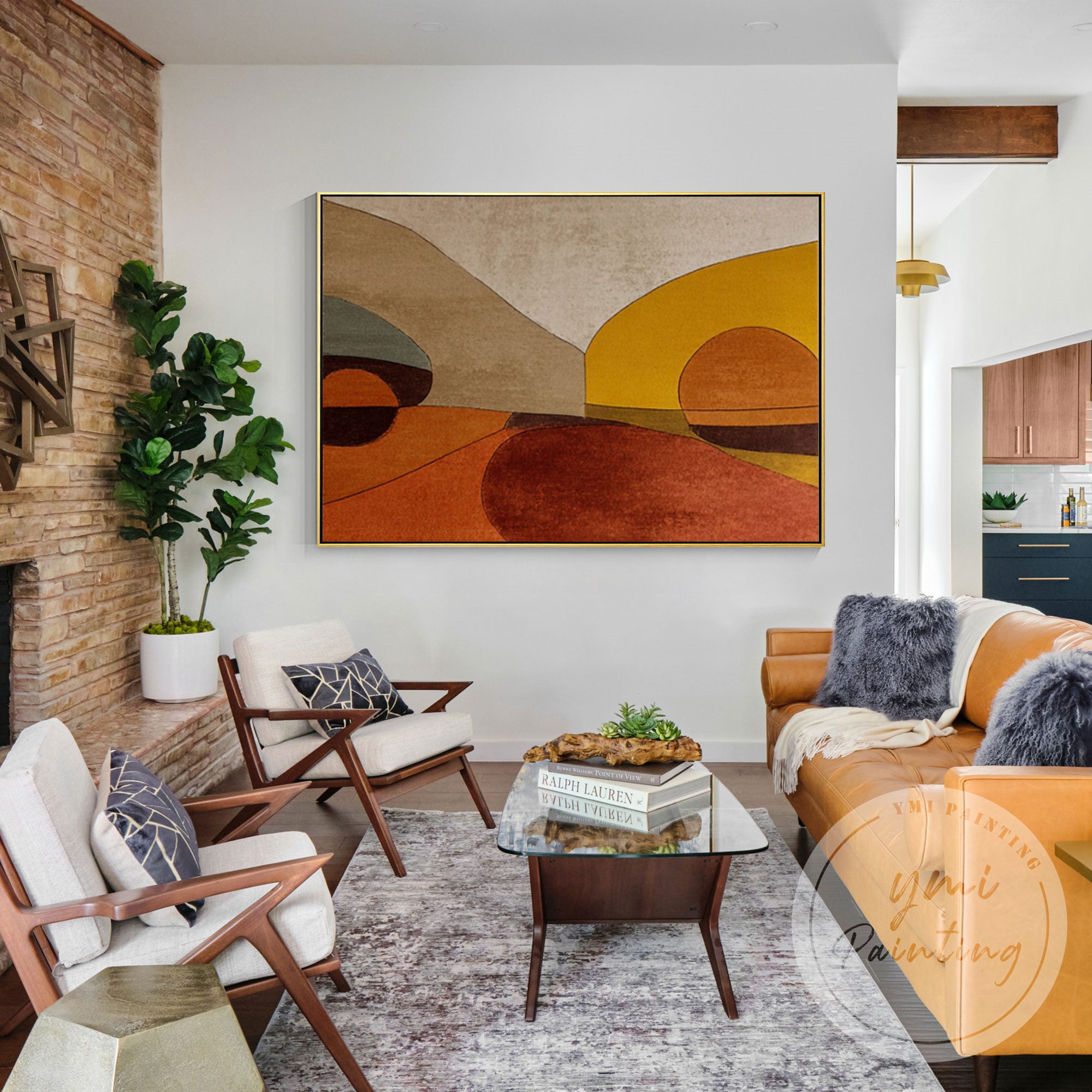 Minimalist desert scene painting for modern home decor