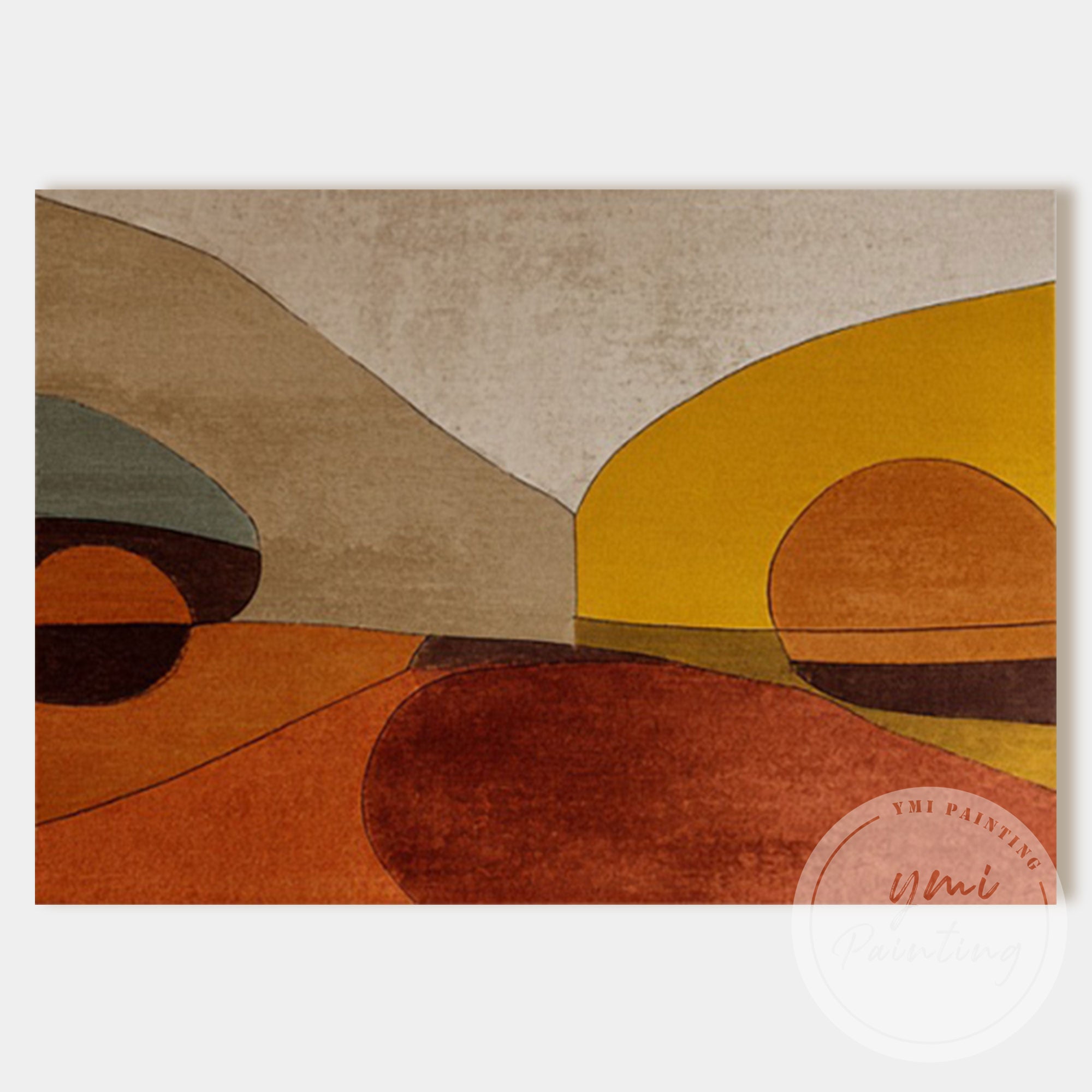 Boho style desert canvas painting with earthy tones