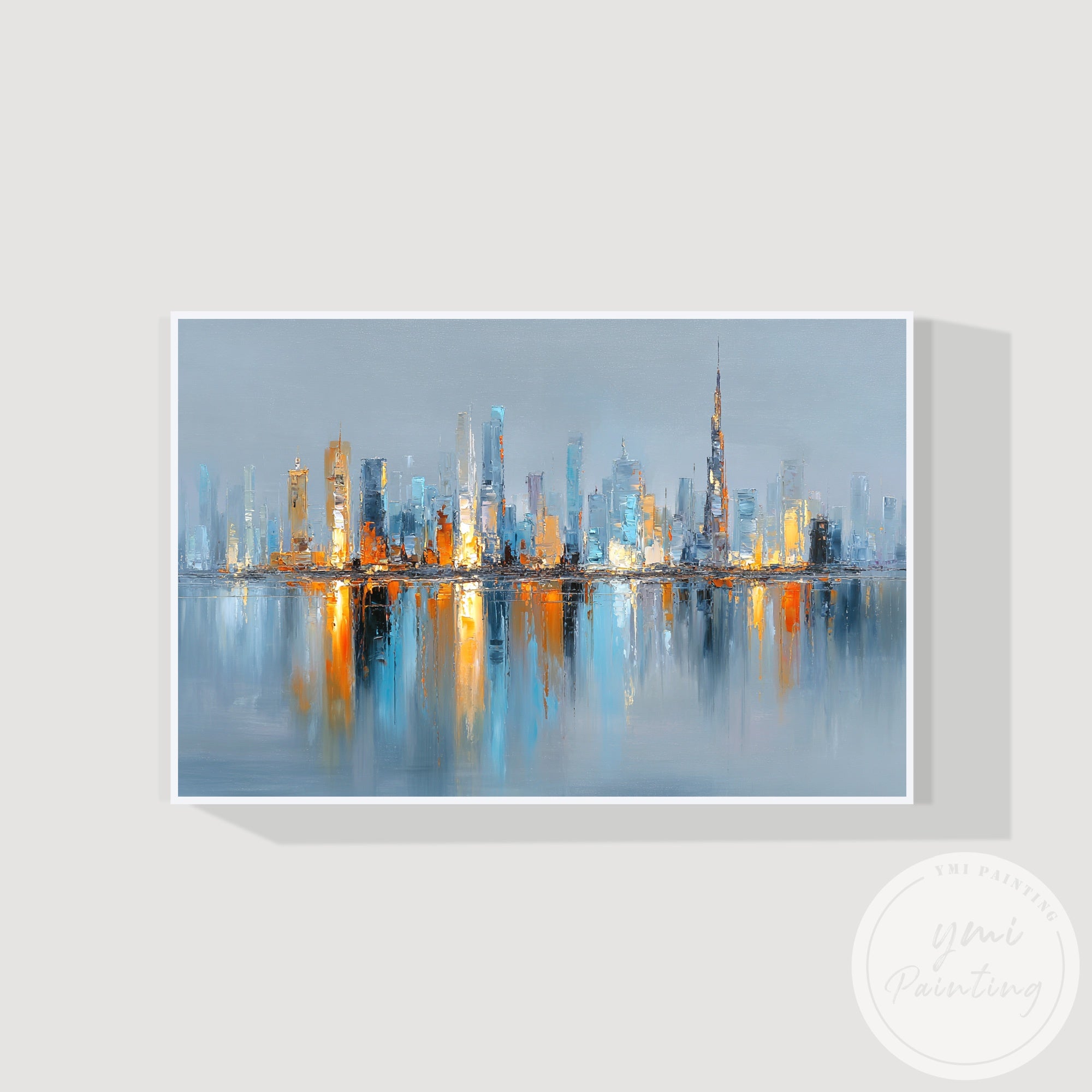 Oversized cityscape canvas artwork for living room decoration