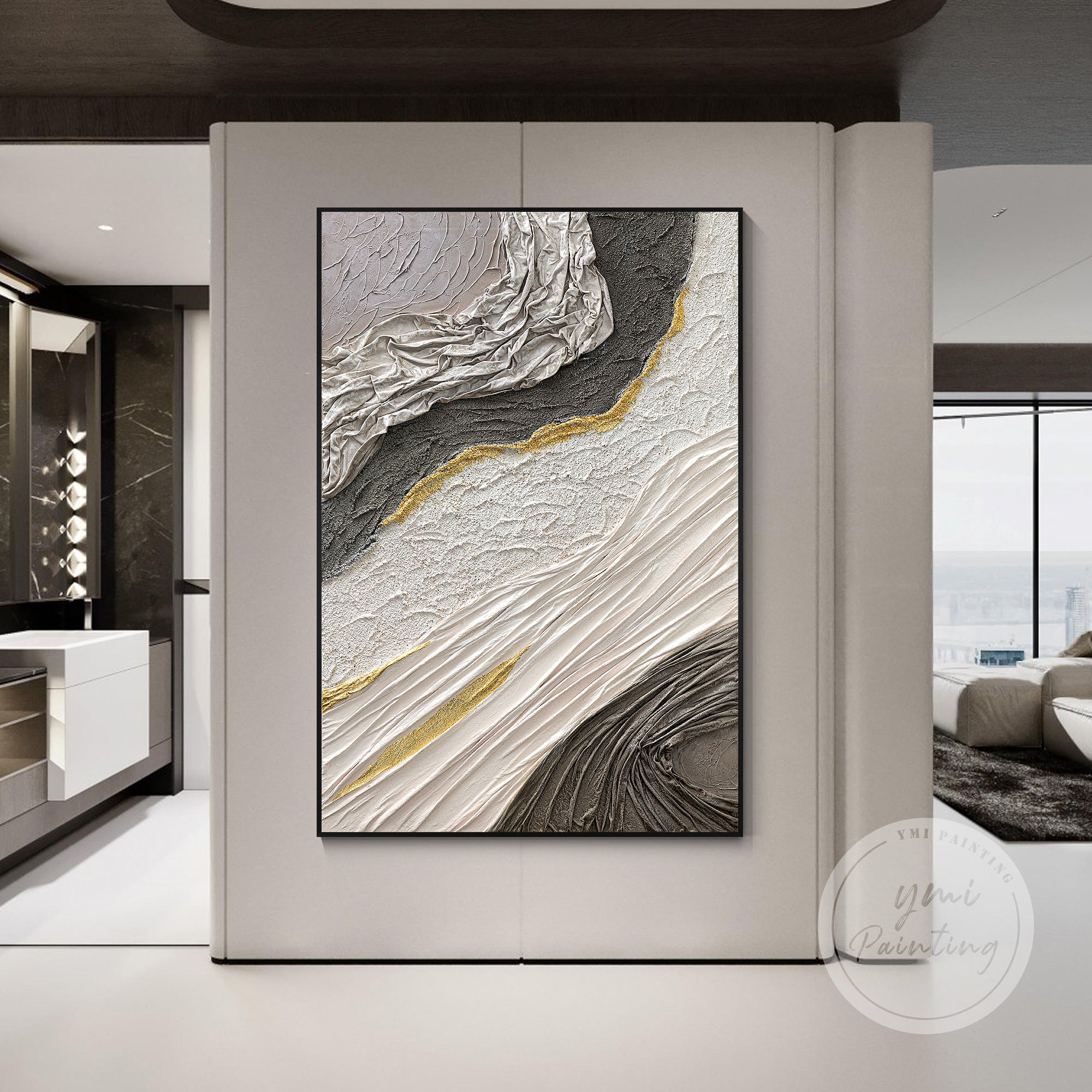 Contemporary gold abstract wall art