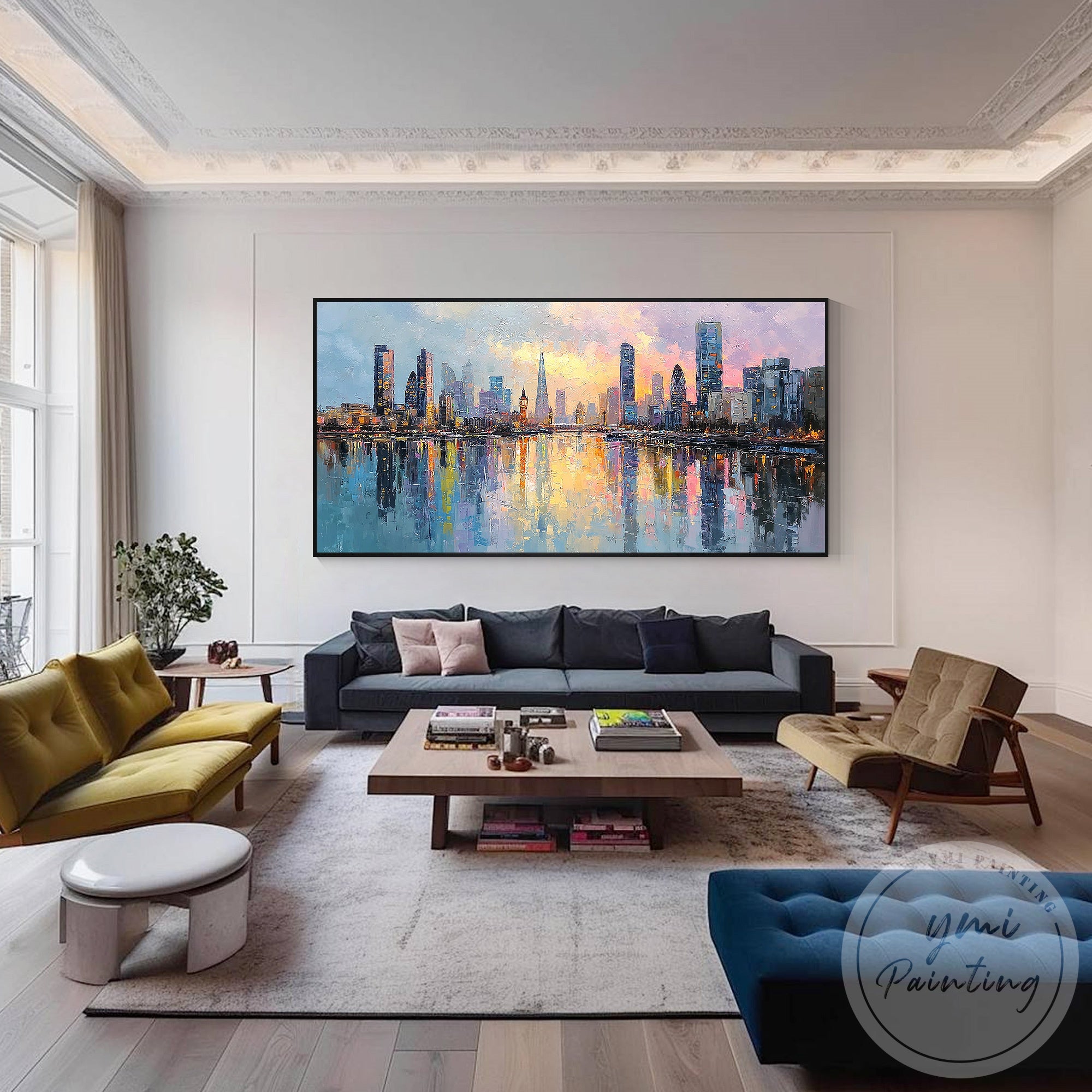 Large London skyline wall art abstract cityscape canvas