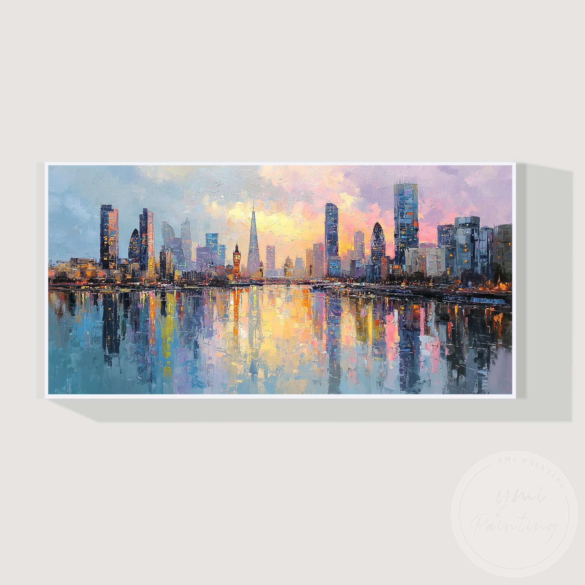 Abstract London cityscape canvas painting modern home decor