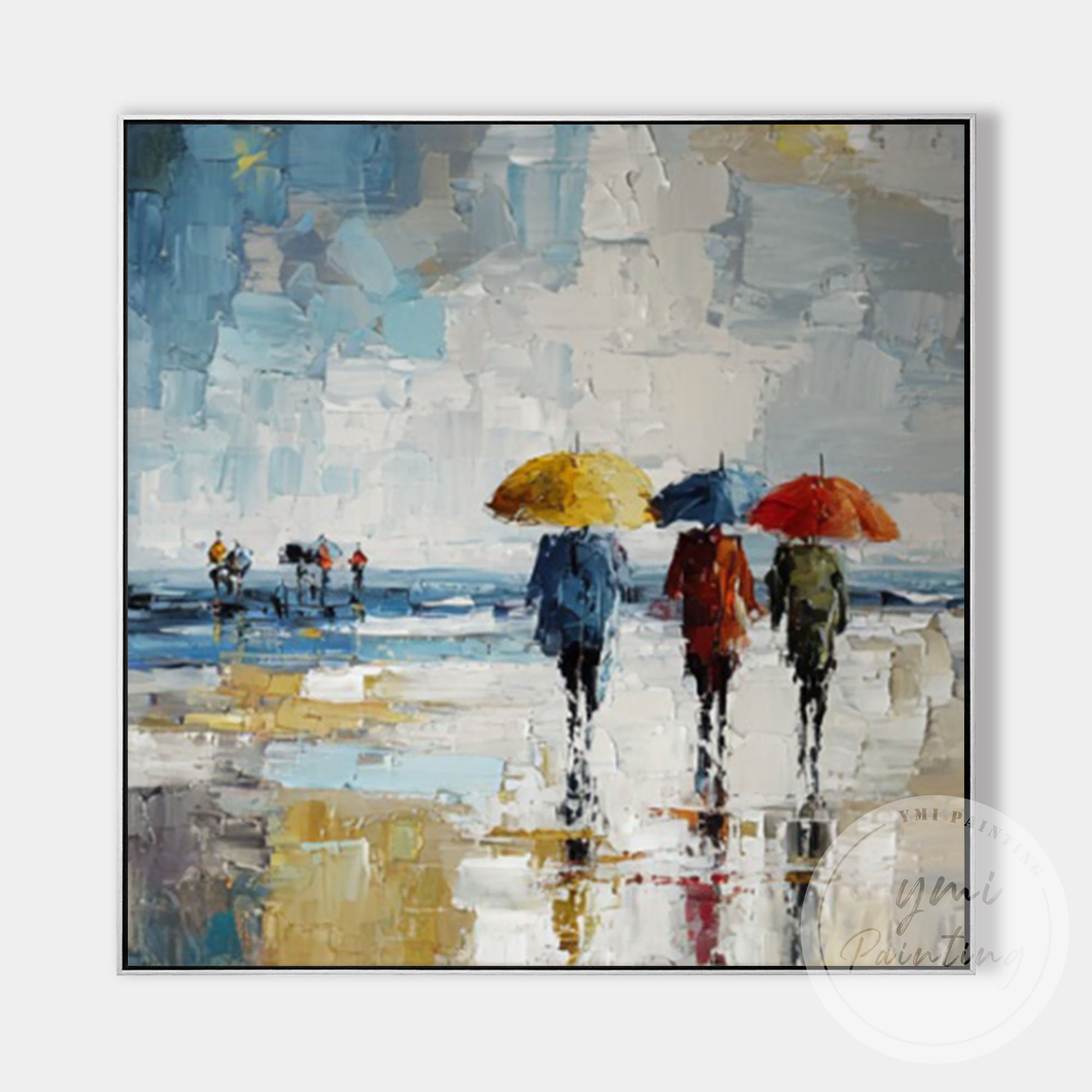 Modern impressionist rainy city wall decor artwork