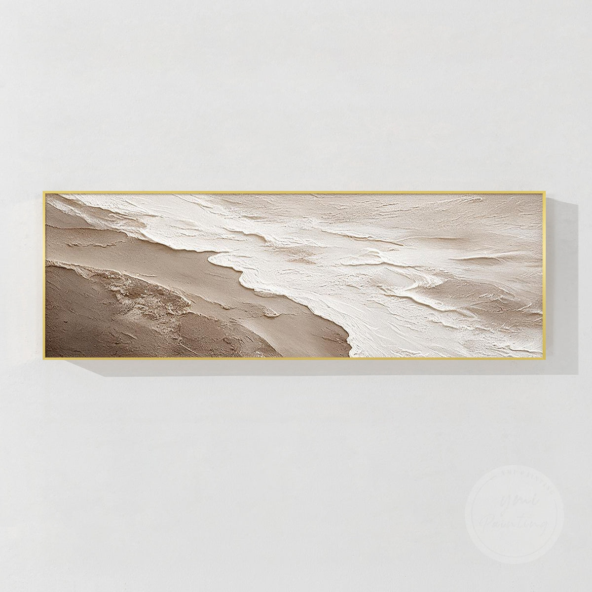 Handcrafted ivory and sand textured painting detail showing layered relief