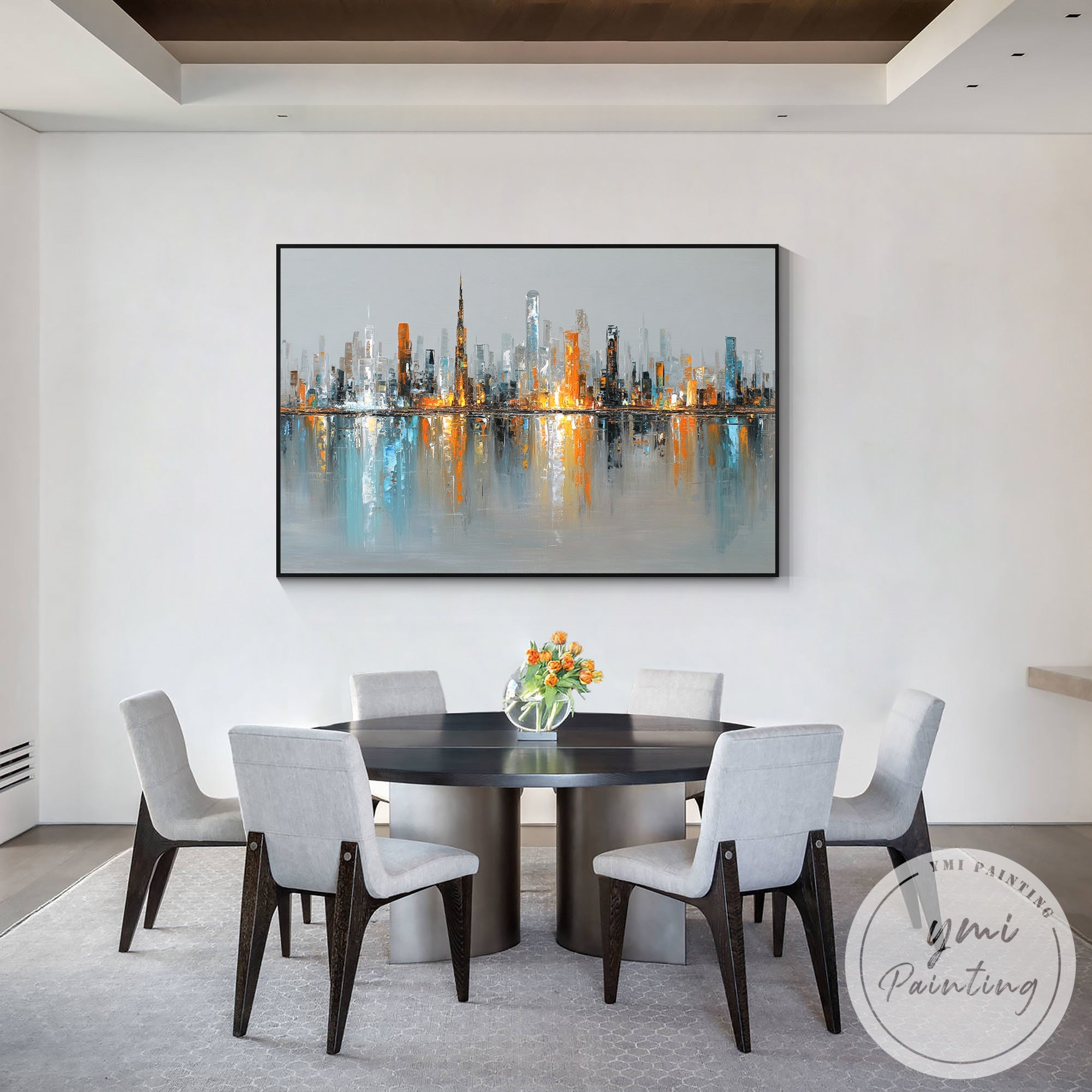 Modern Dubai skyline wall art for luxury home interior decor