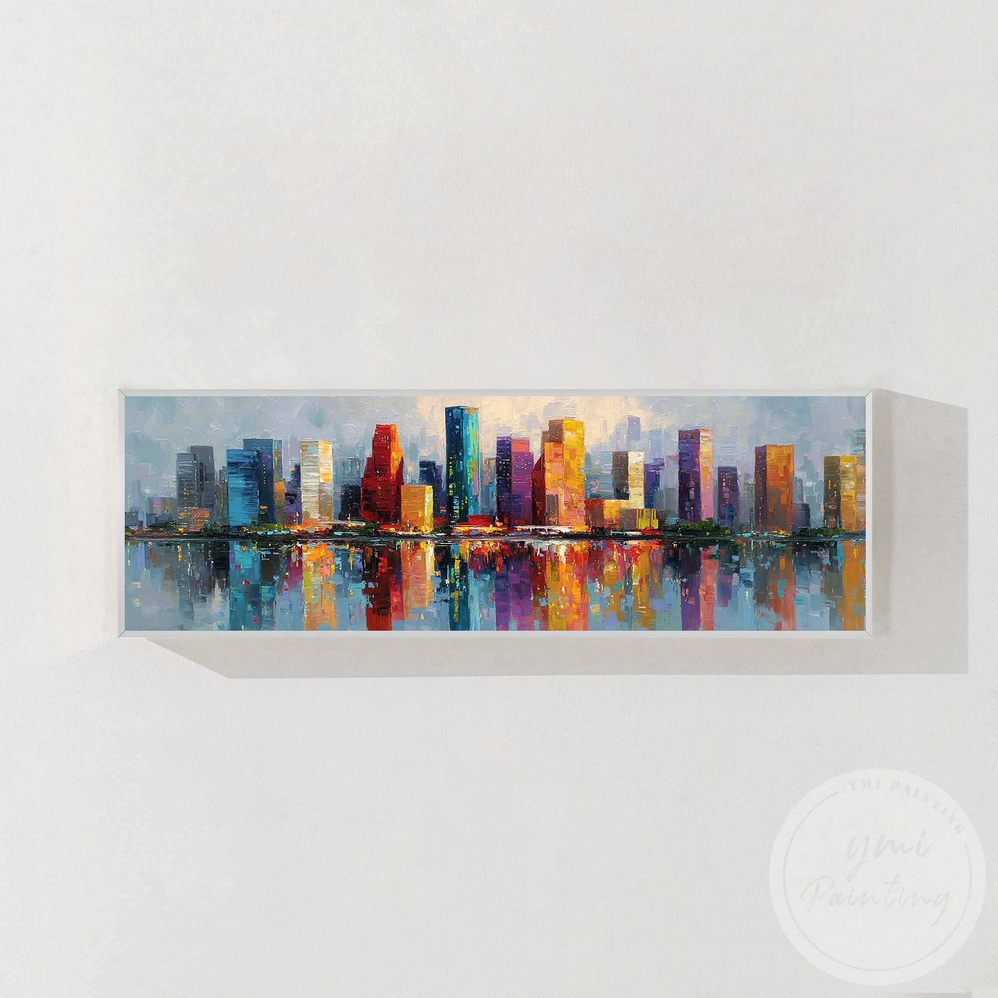 Panoramic Houston cityscape artwork hand painted canvas art