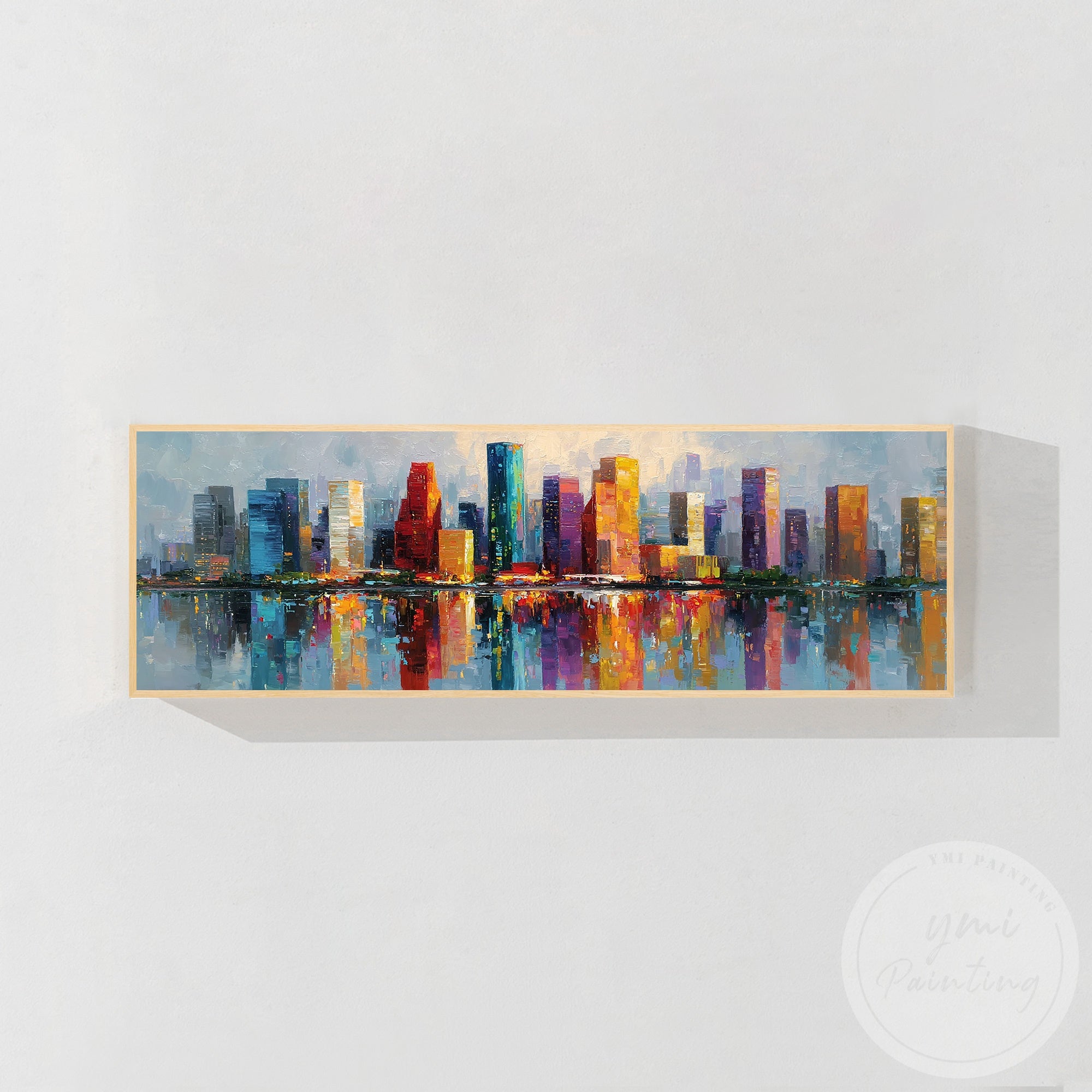 Urban skyline wall art Houston modern abstract interior decor
