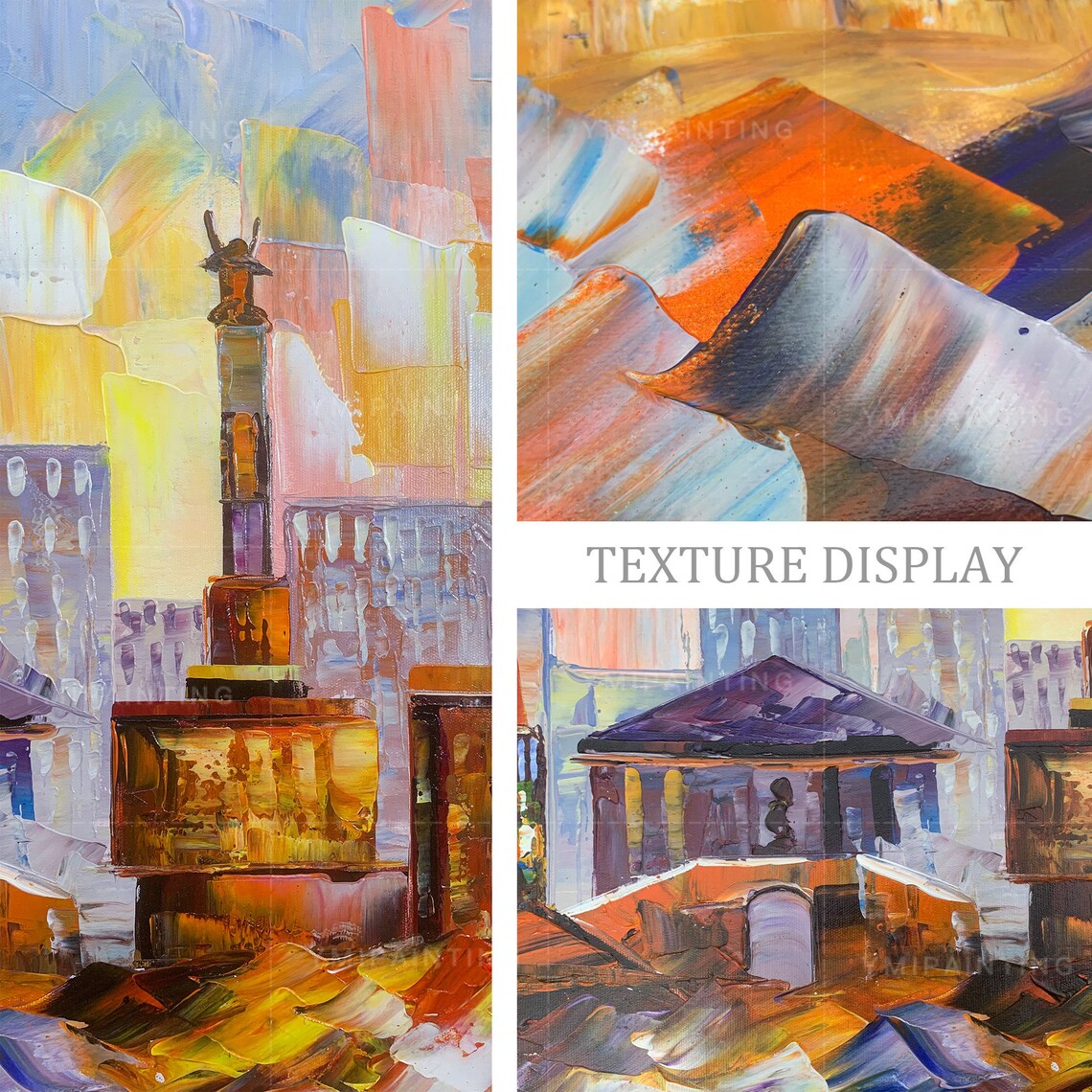 Framed Berlin wall art in abstract urban style for office decor.