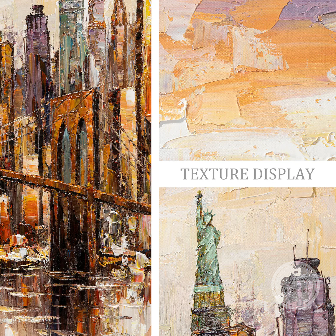 Framed New York cityscape wall art featuring Brooklyn Bridge.