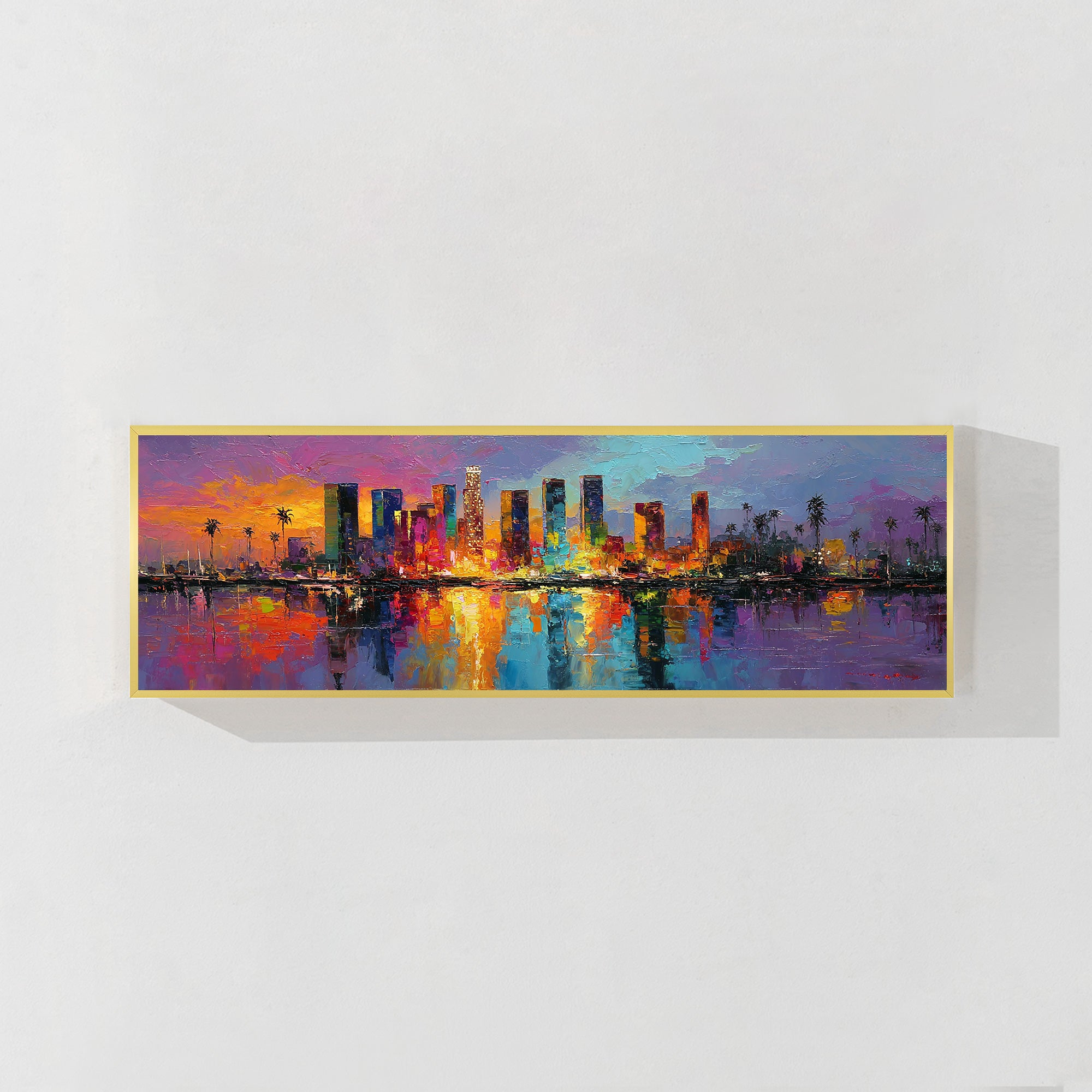 LA skyline sunset canvas art long horizontal cityscape painting