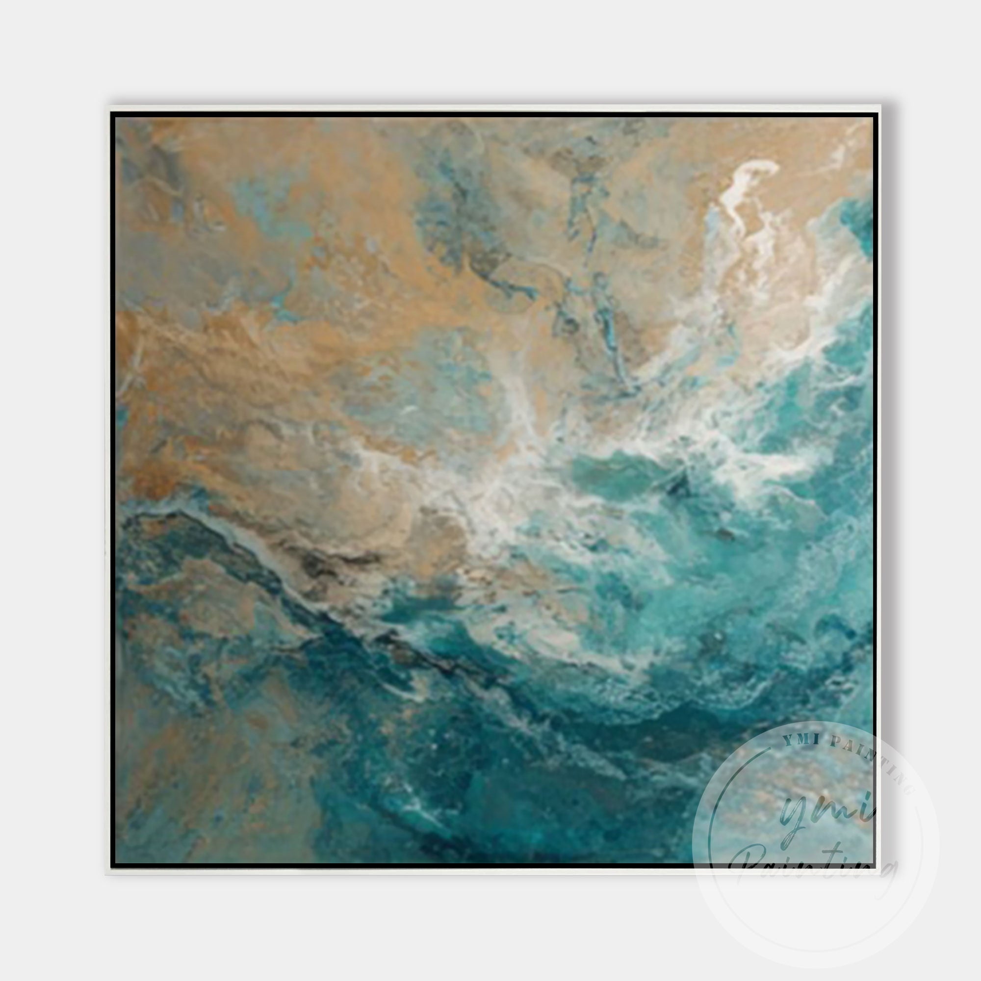 Modern textured ocean painting with fluid brushstrokes