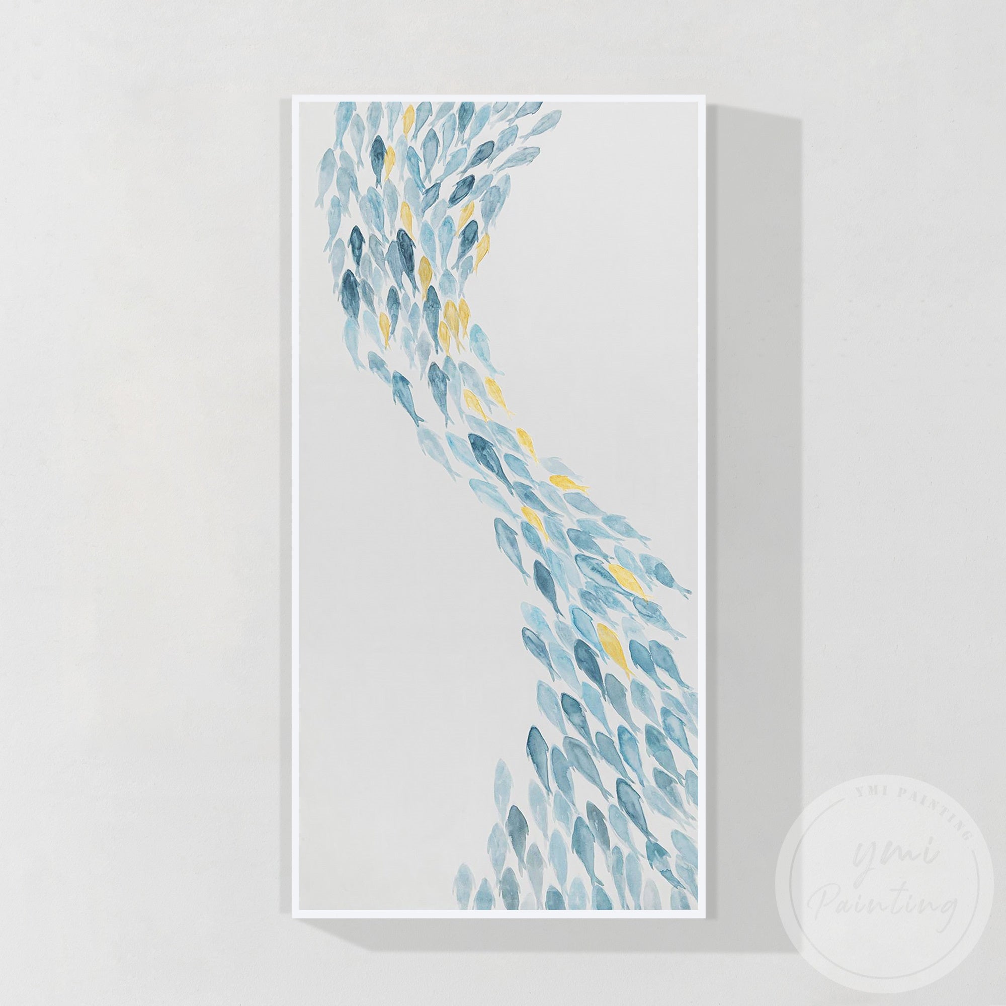 Minimalist ocean canvas painting for bedroom wall decor