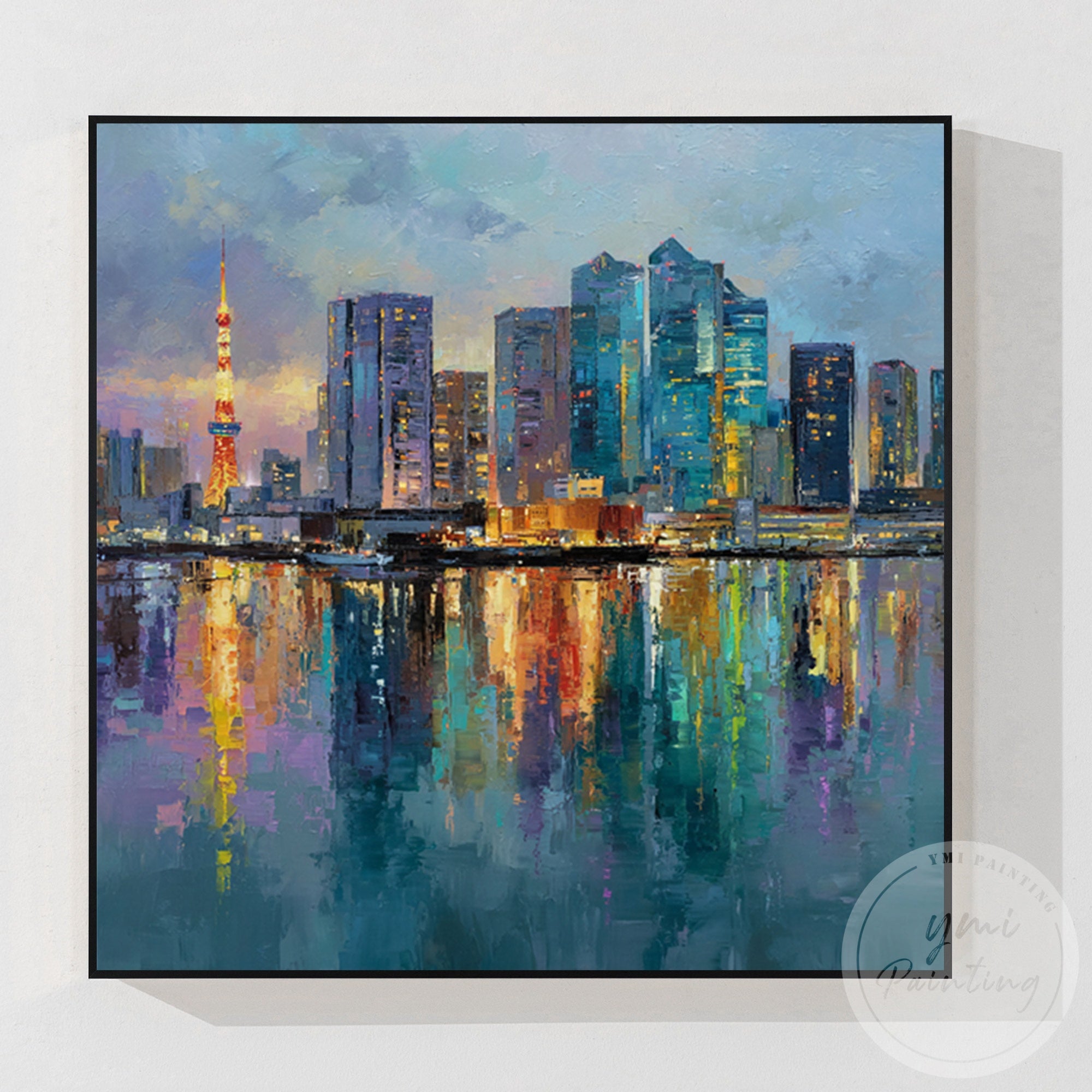 Modern metropolitan city wall art Tokyo skyline design