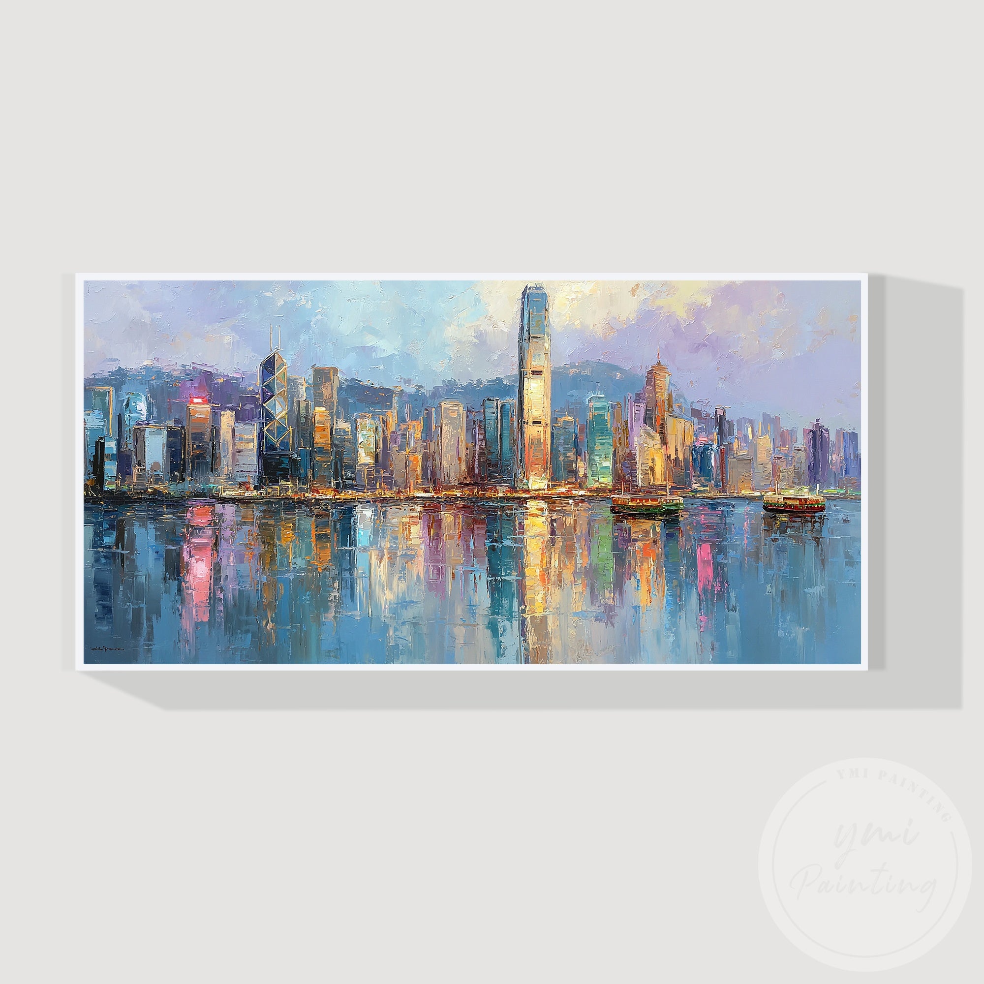 Original skyline canvas art for office or living room decor