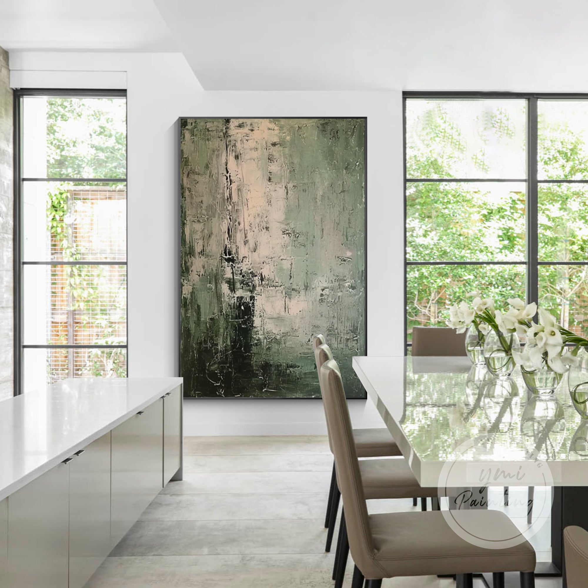 minimalist green abstract artwork