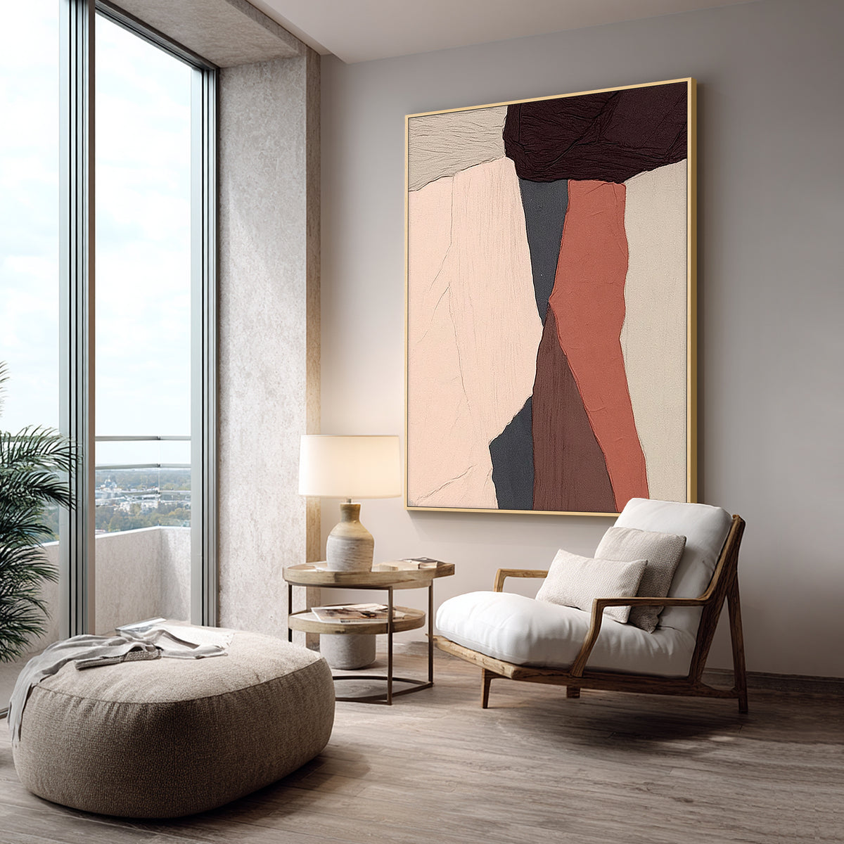 Large vertical abstract wall art, texture close-up