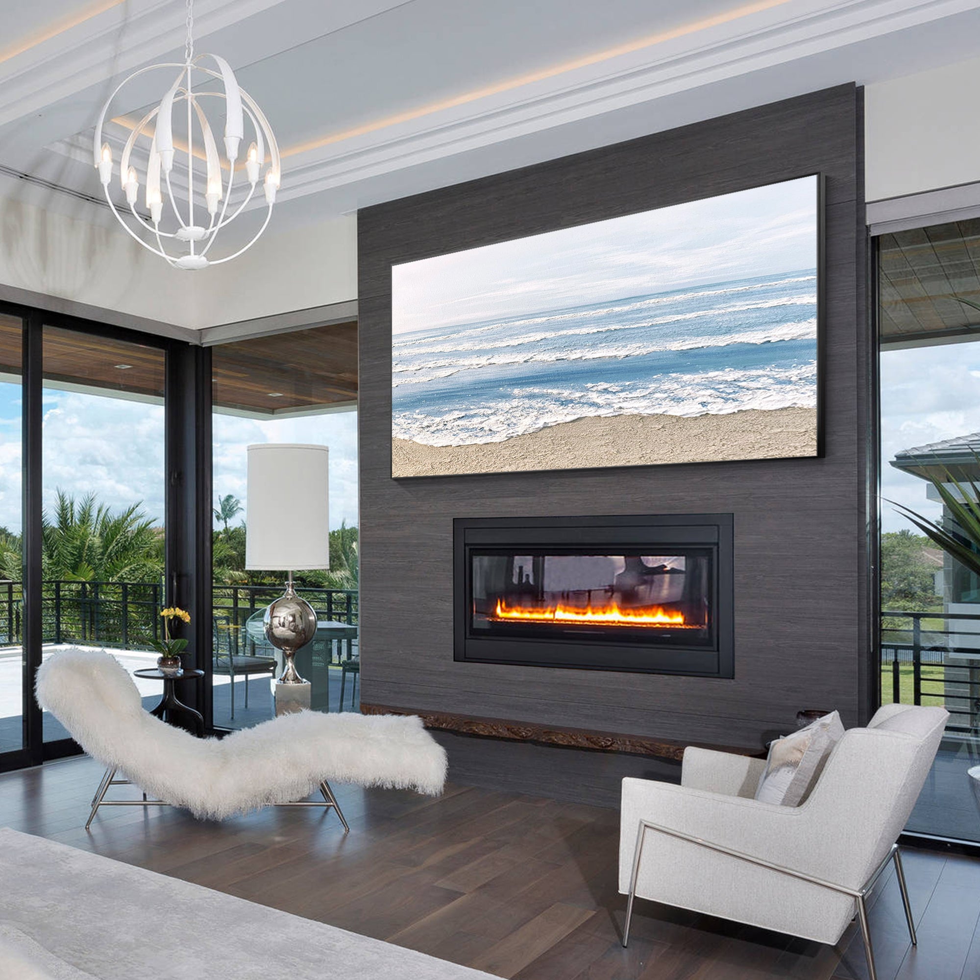 Pintura mural con textura de olas marinas y óleo pesado - YM026