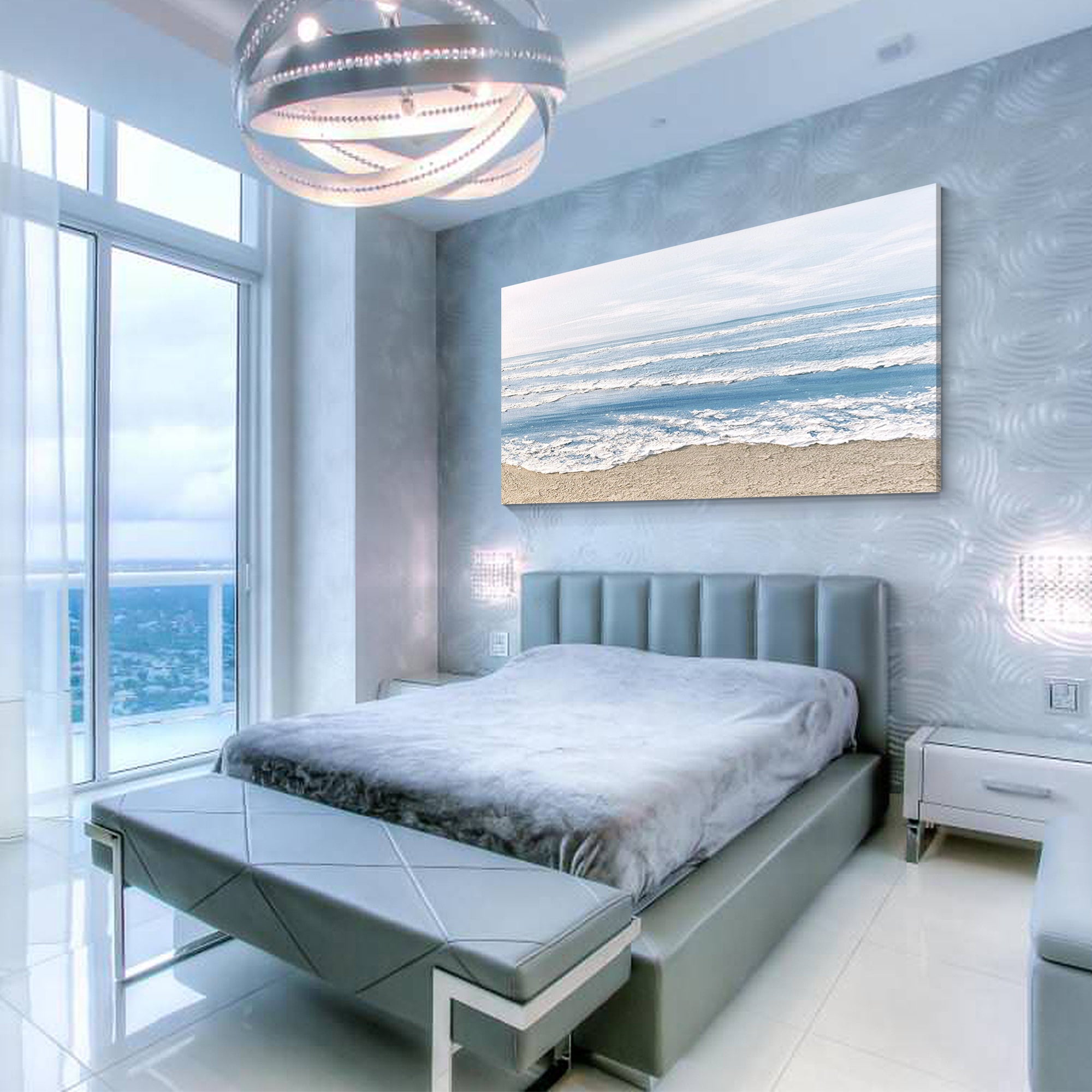 Pintura mural con textura de olas marinas y óleo pesado - YM026