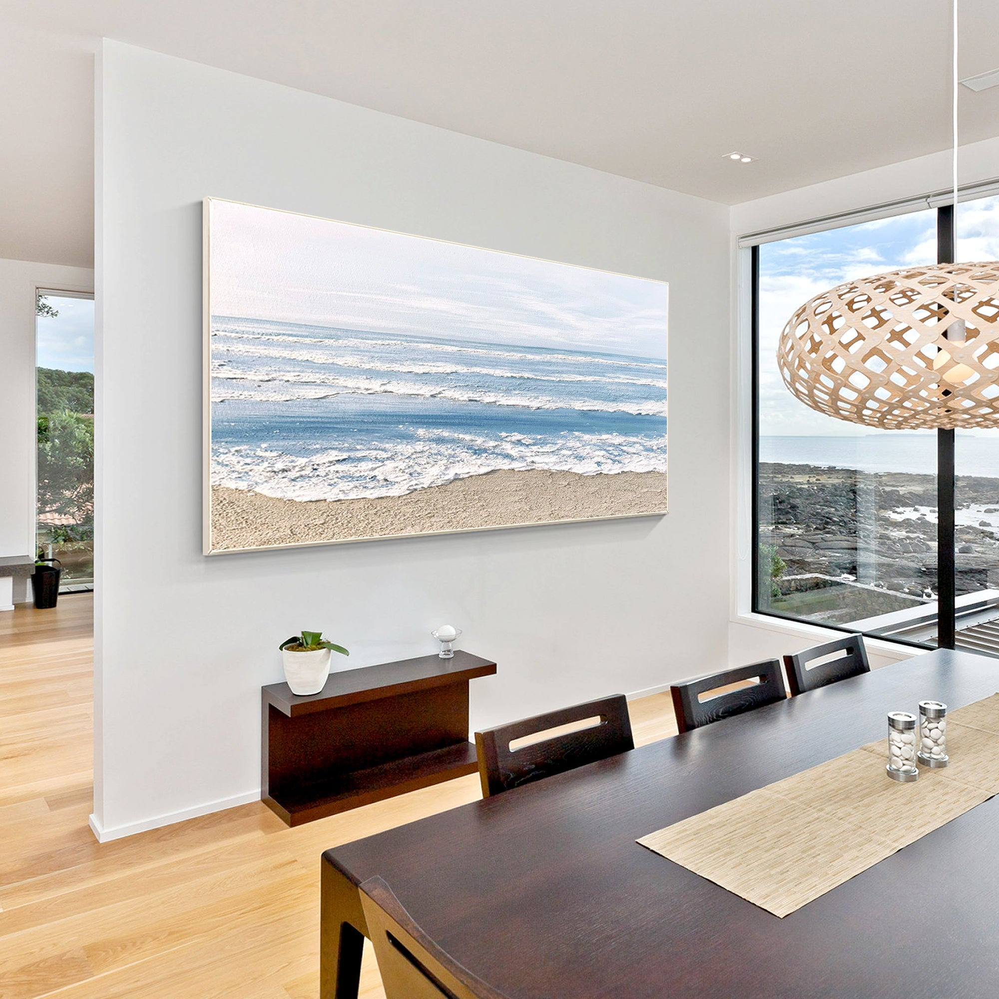 Pintura mural con textura de olas marinas y óleo pesado - YM026