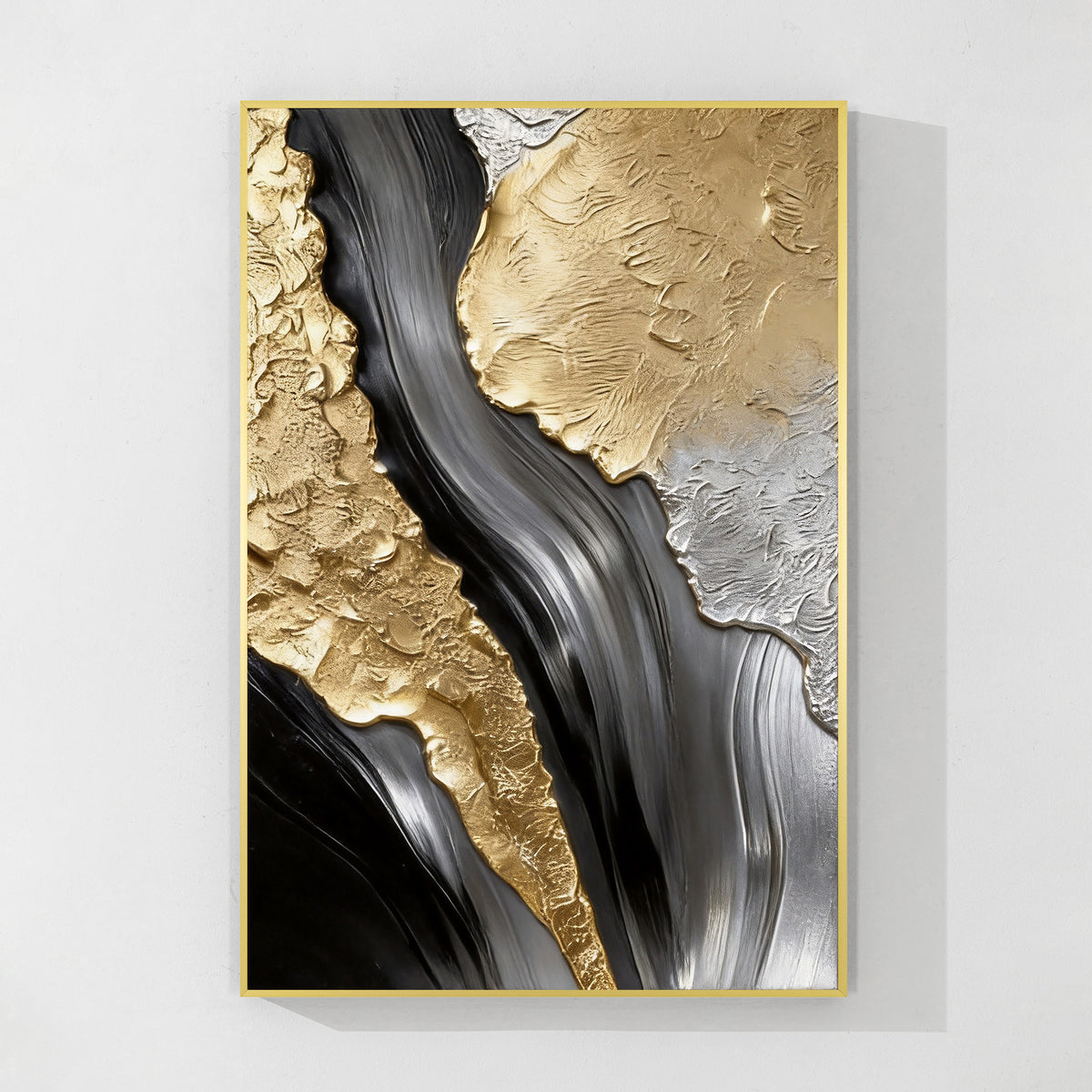 Luxury black and gold abstract painting on canvas