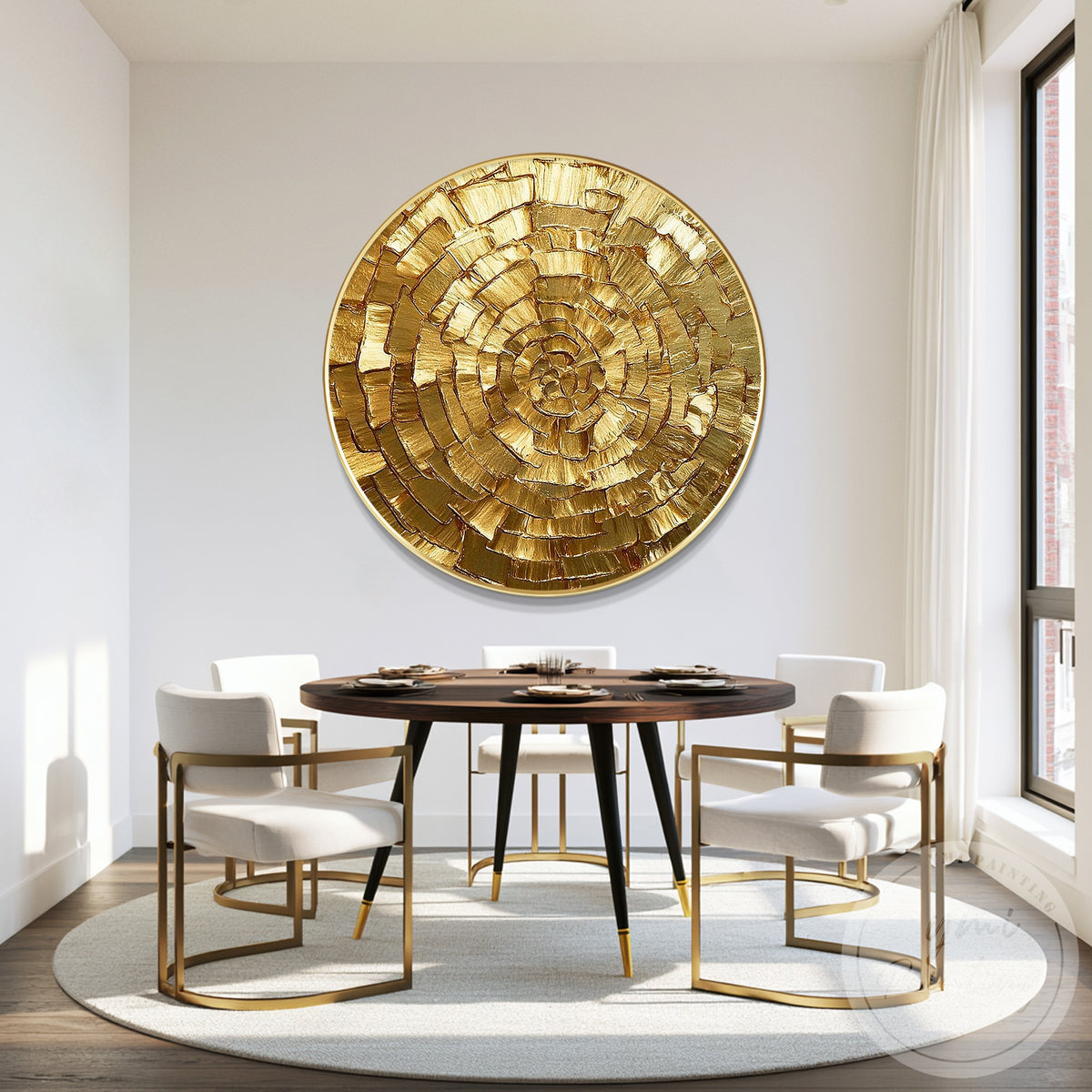 Metallic 3D gold texture artwork for modern interiors
