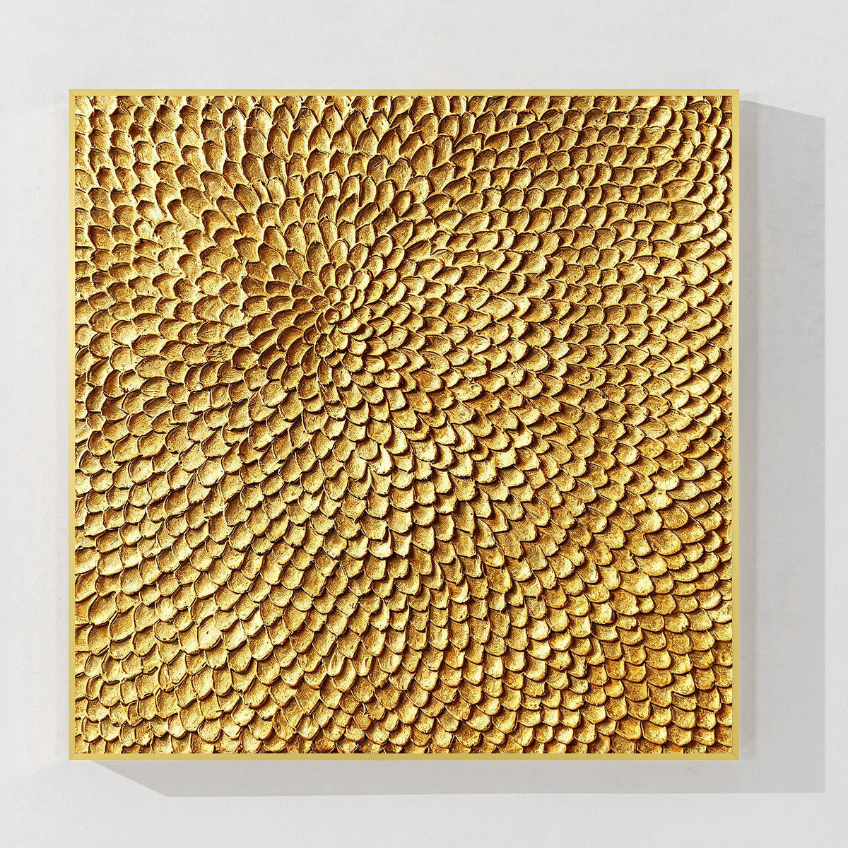 Luxury gold textured wall art with 3D abstract relief