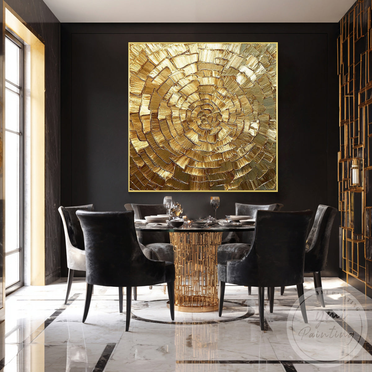 Metallic gold relief canvas wall art