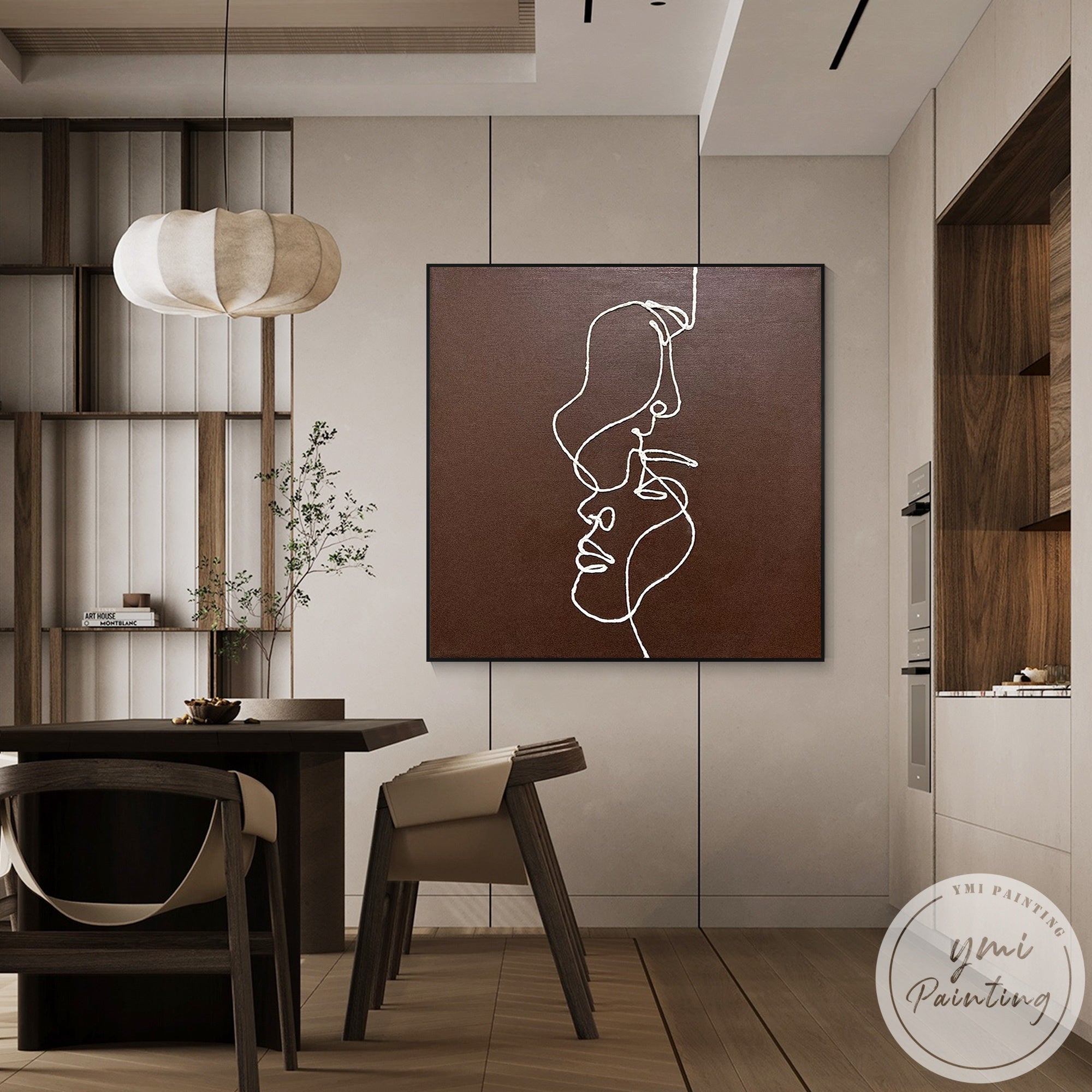 Line art face wall art contemporary minimalist design